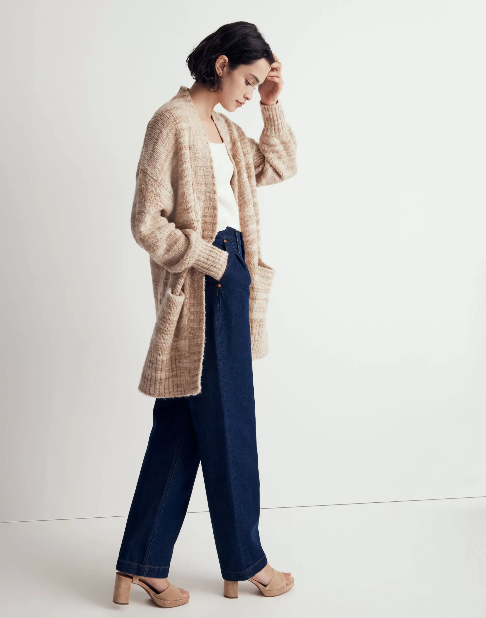 Madewell Sweaters>Space-Dyed Long Cardigan Sweater Spacedye Oat