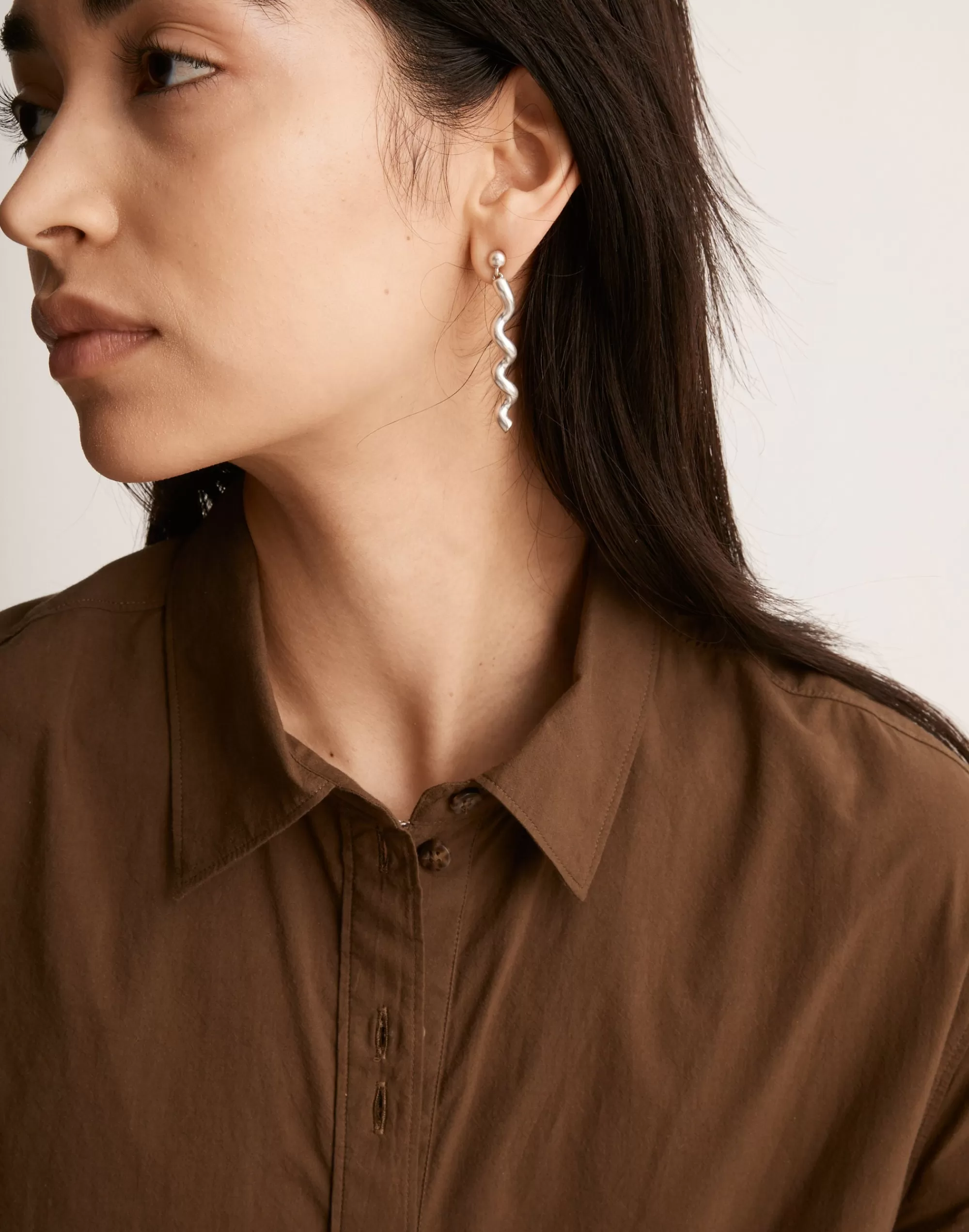 Madewell Earrings>Spiral Statement Drop Earrings Light Silver Ox