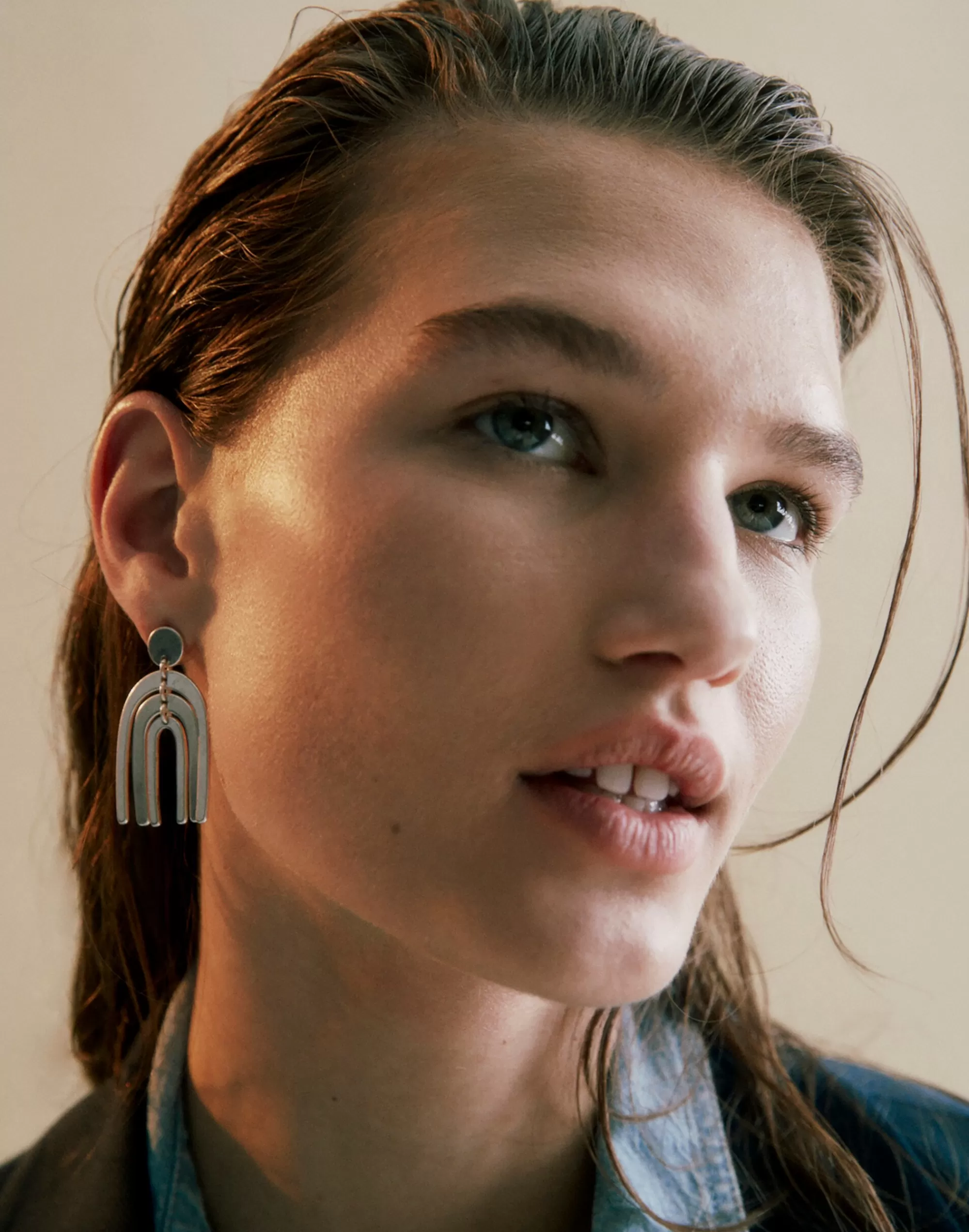 Madewell Earrings>Stacked Arch Statement Earrings Light Silver Ox