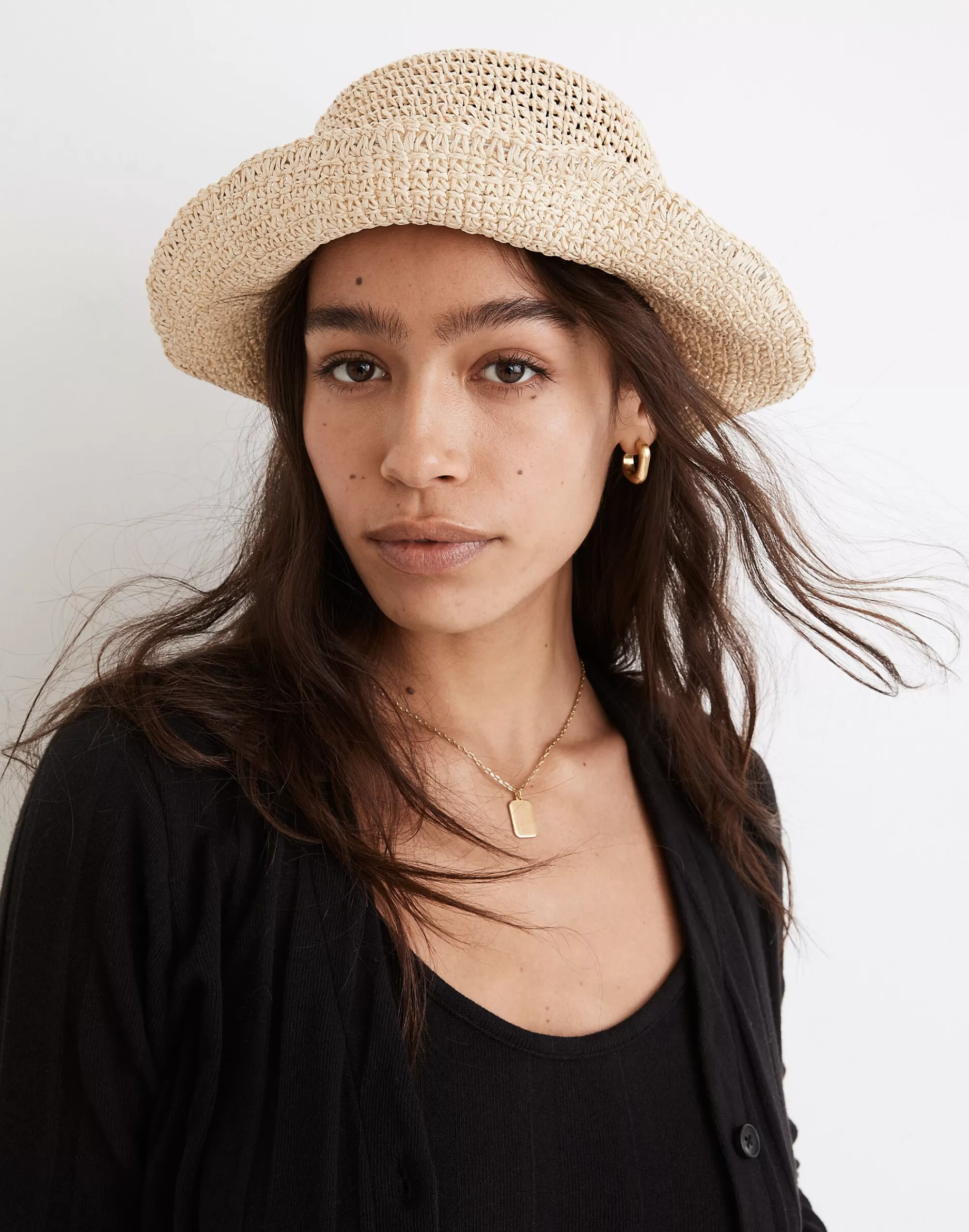 Madewell Hats>Straw Bucket Hat Natural Multi