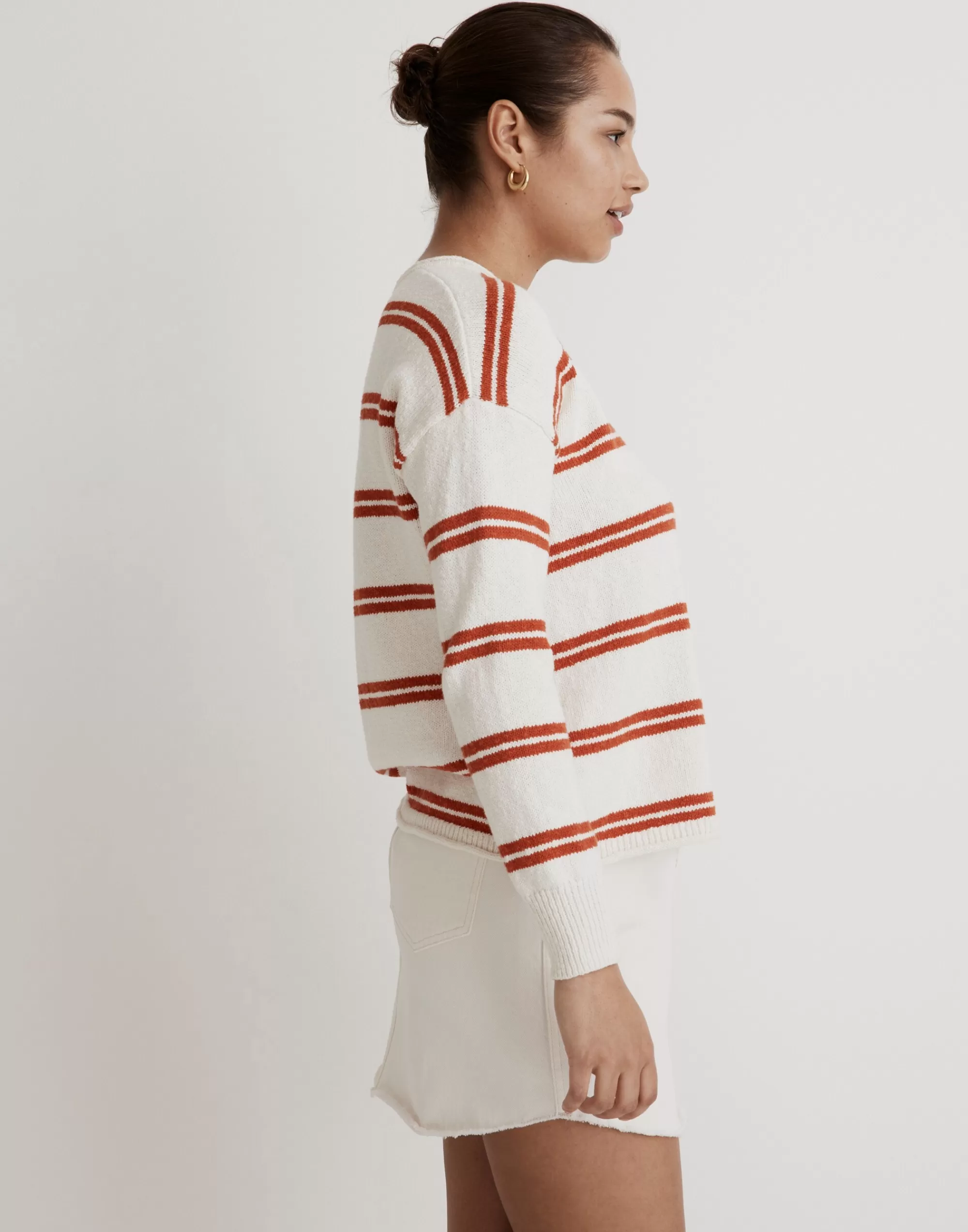 Madewell Sweaters>Striped Olli Pullover Sweater Bright Ivory