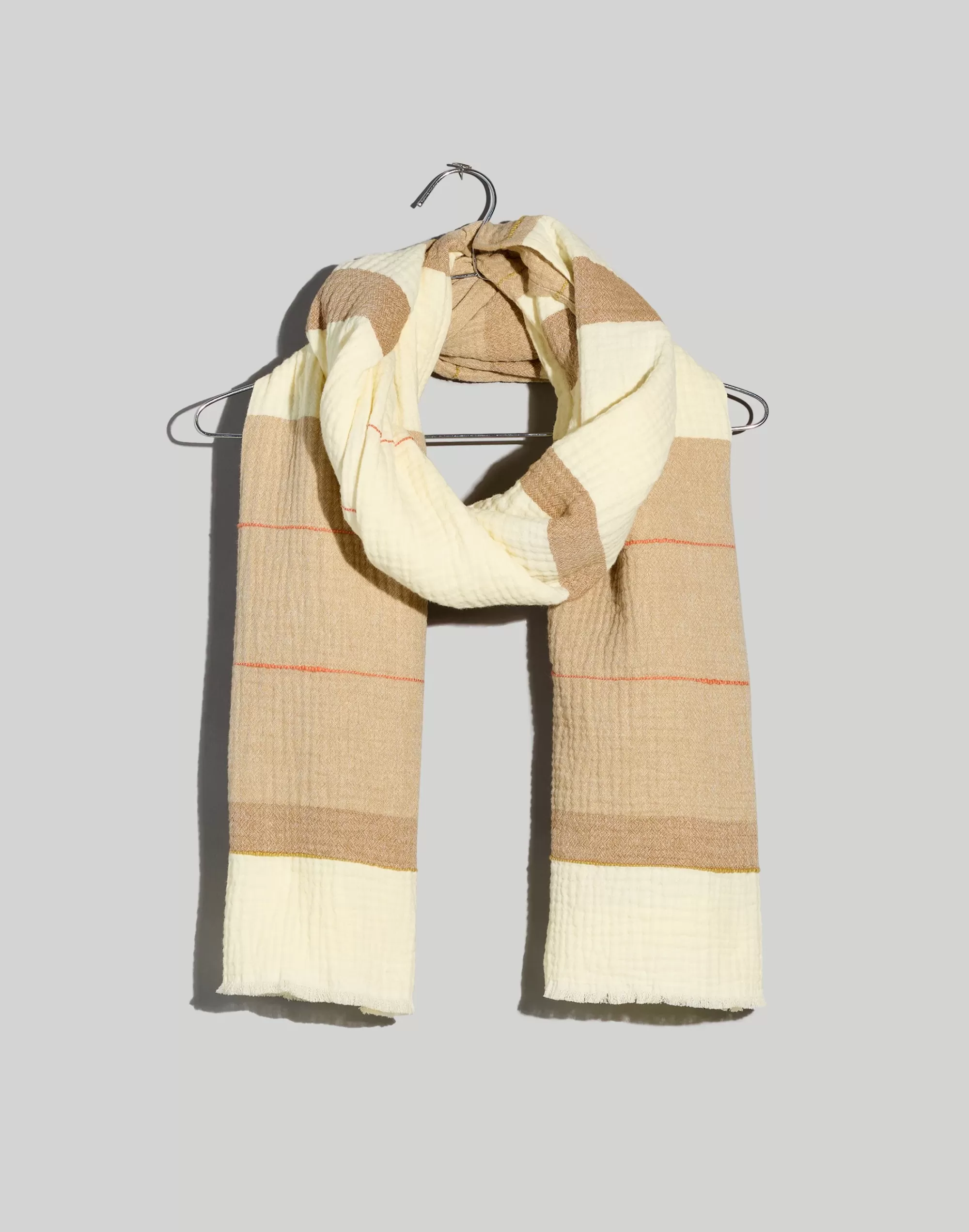 Madewell Scarves & Capes>Striped Textured Scarf Antique Cream