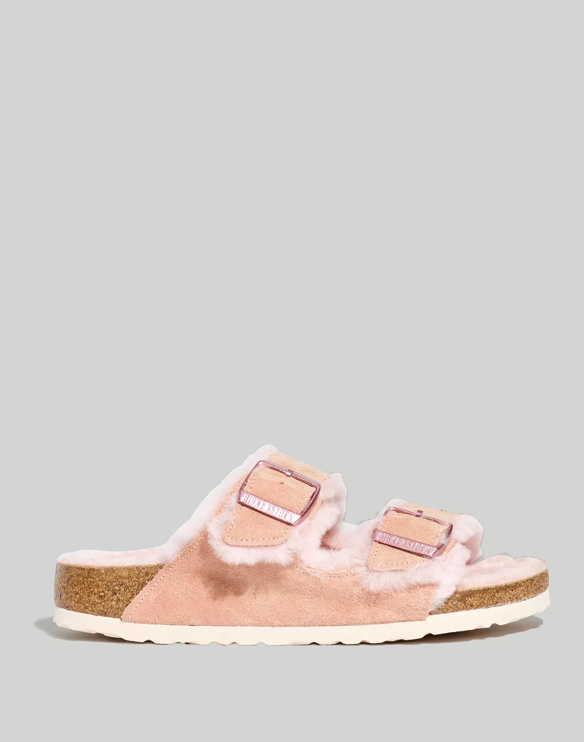 Madewell Flats>Suede Arizona Sandals In Shearling Light Rose/Light Rose