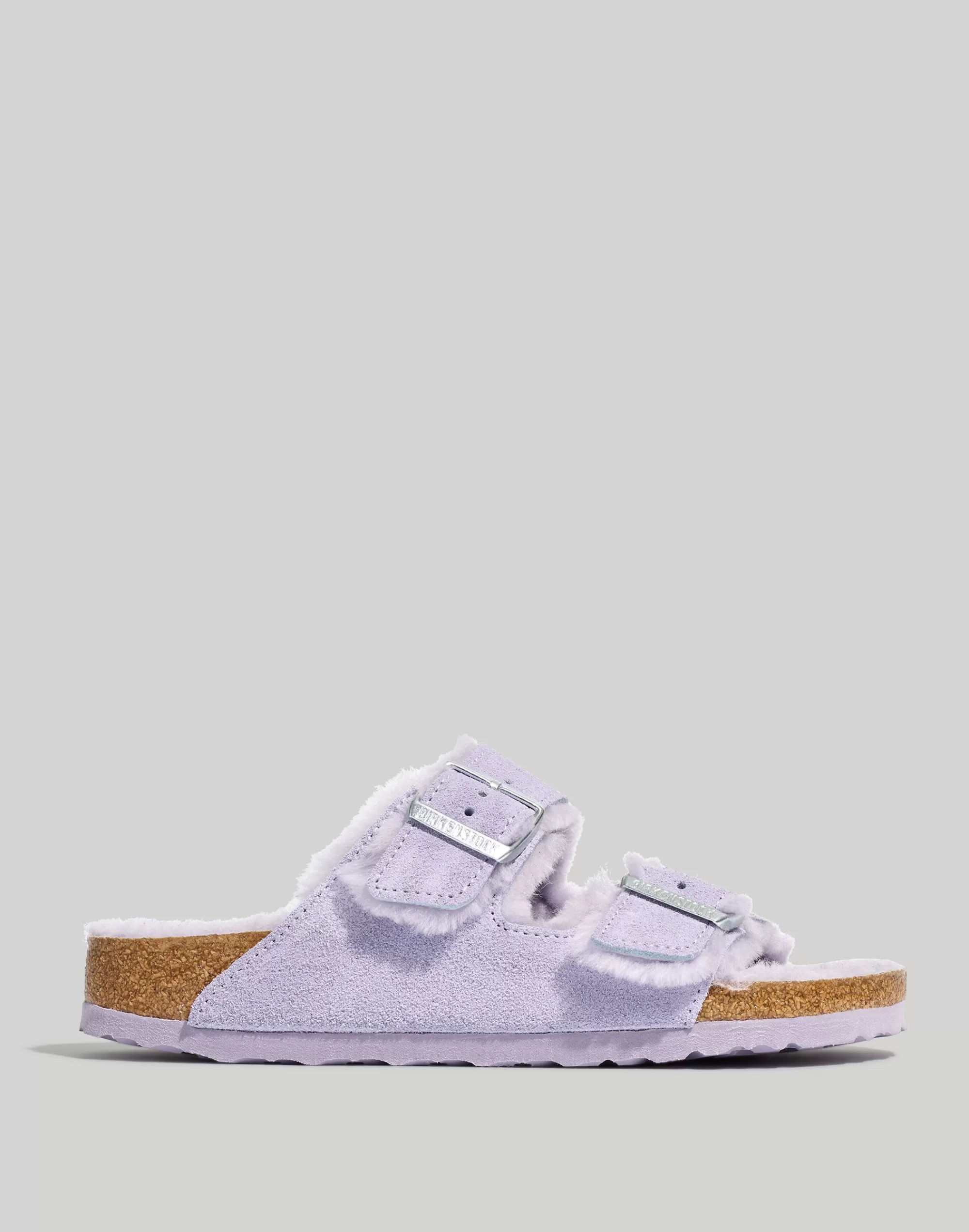 Madewell Sandals>Suede Arizona Sandals In Shearling Purple Fog Suede