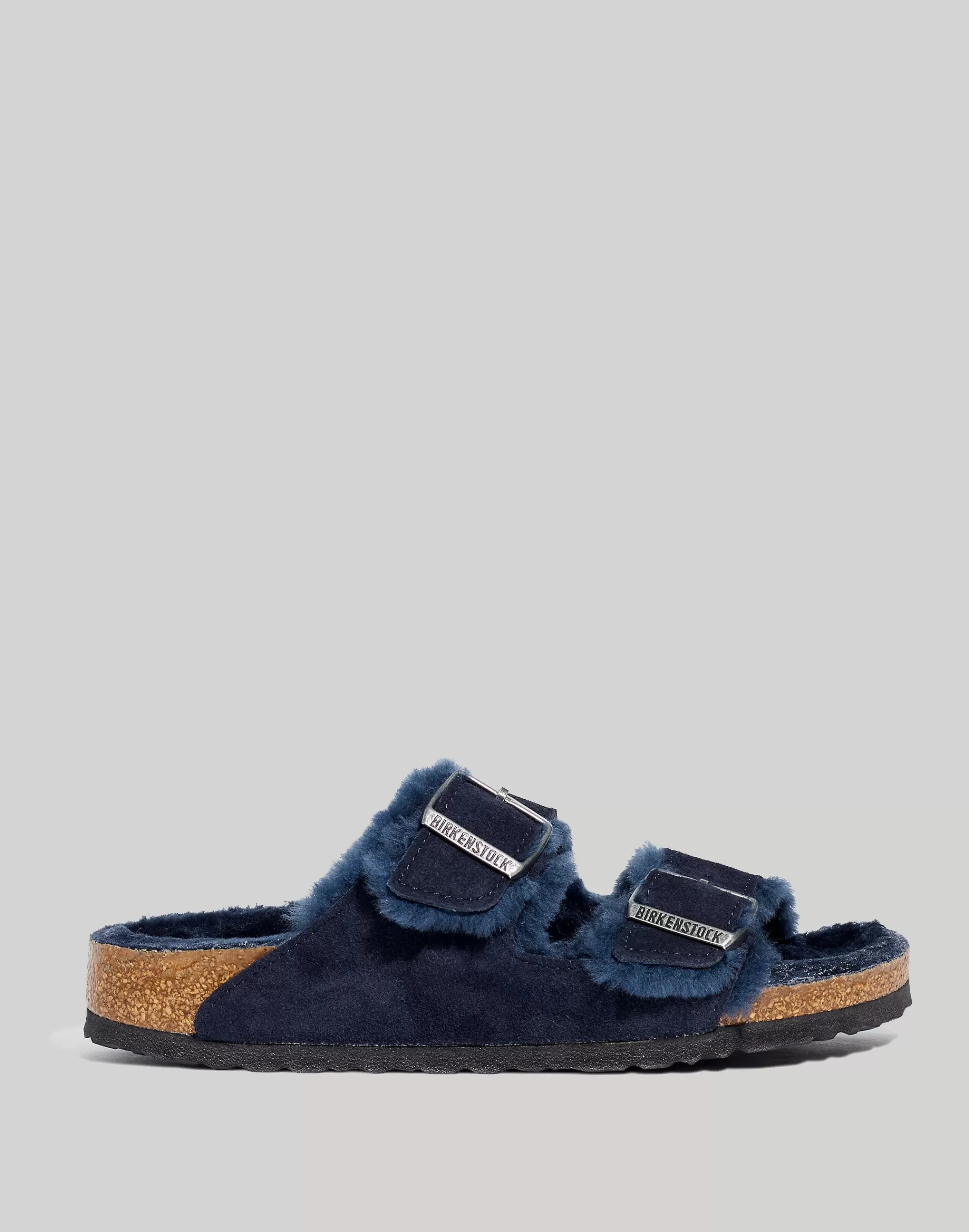 Madewell Flats>Suede Arizona Sandals In Shearling Midnight/Midnight