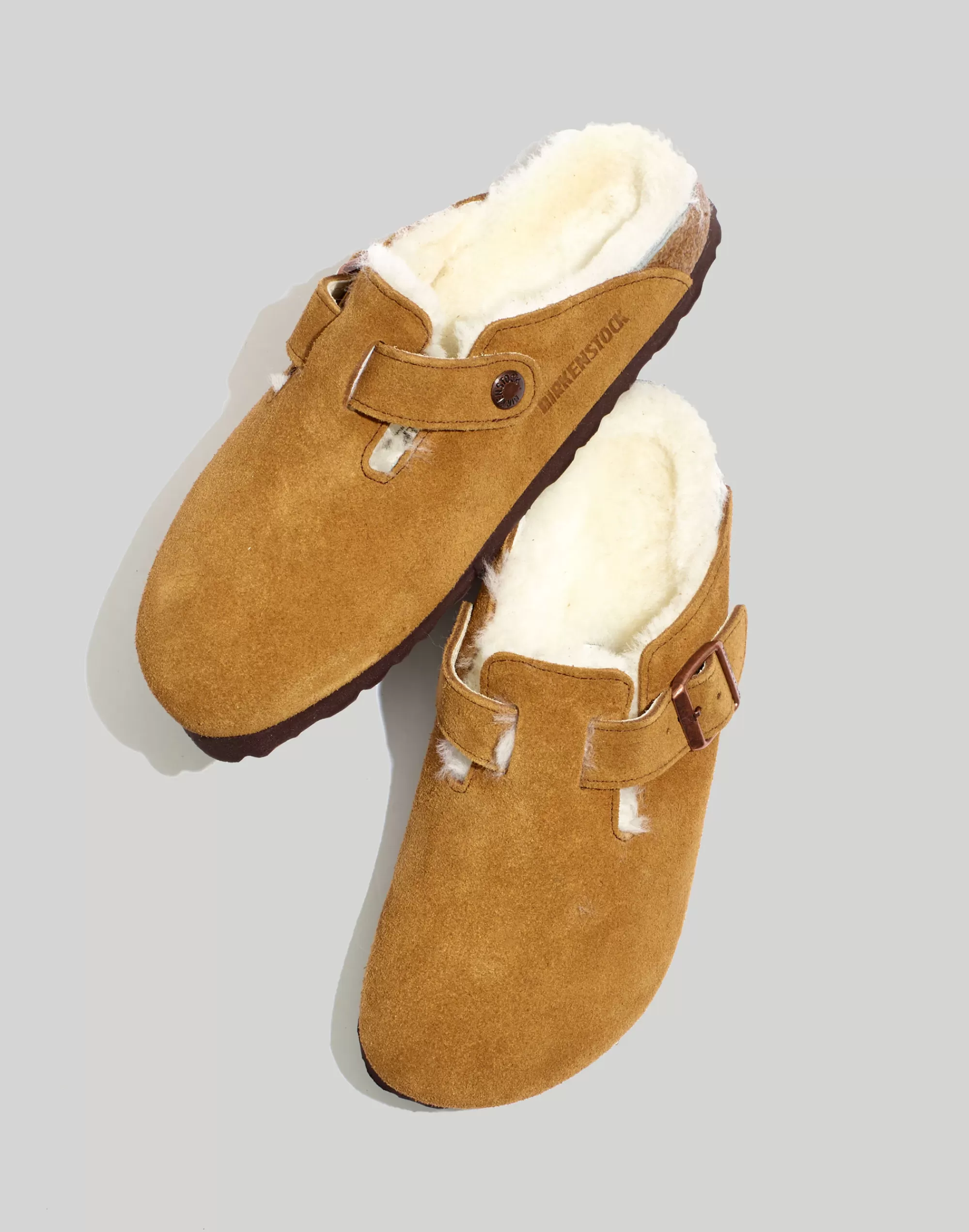 Madewell Flats>Suede Boston Clogs In Shearling Suede/ Shearling