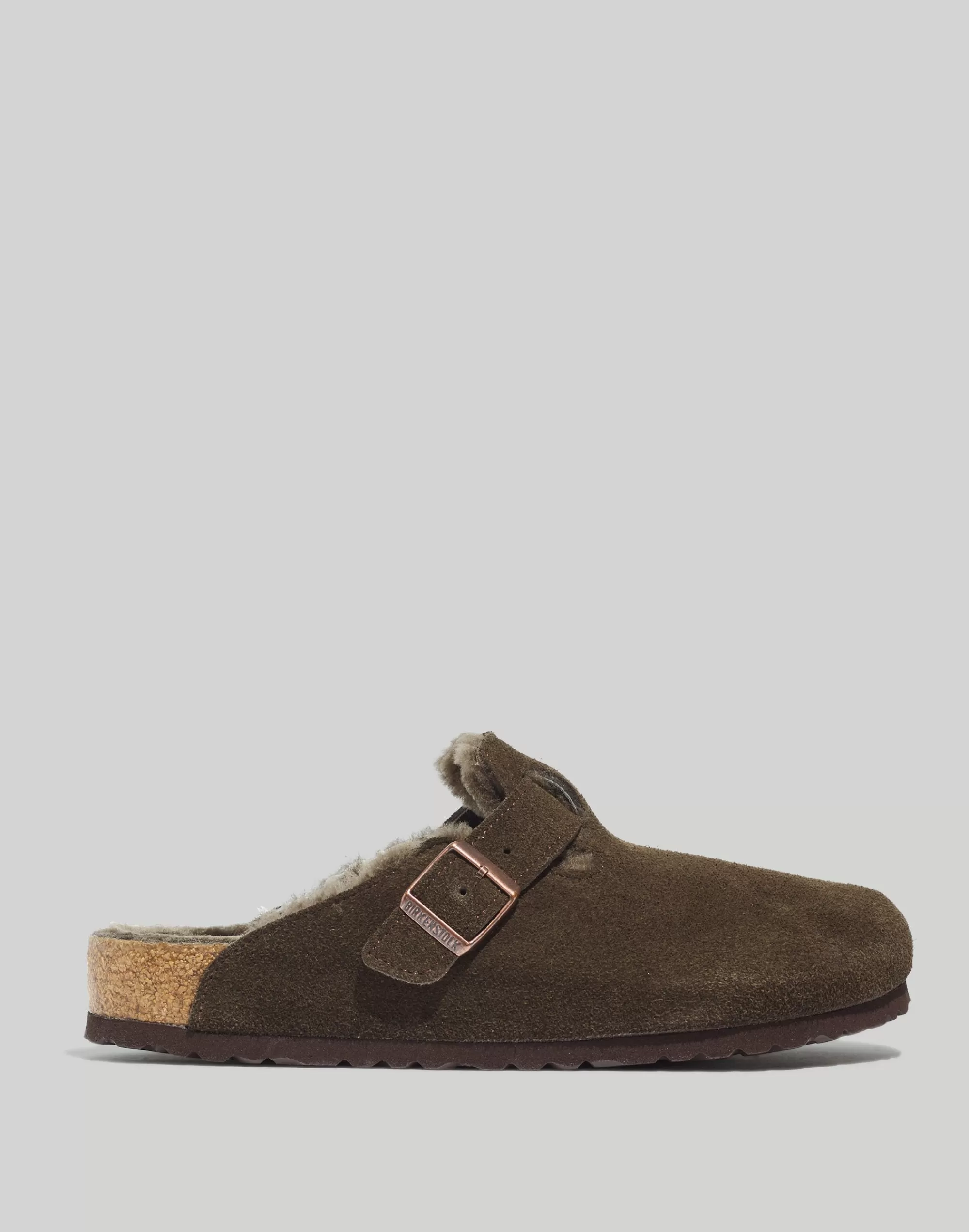 Madewell Flats>Suede Boston Clogs In Shearling Mocha Suede/ Shearing