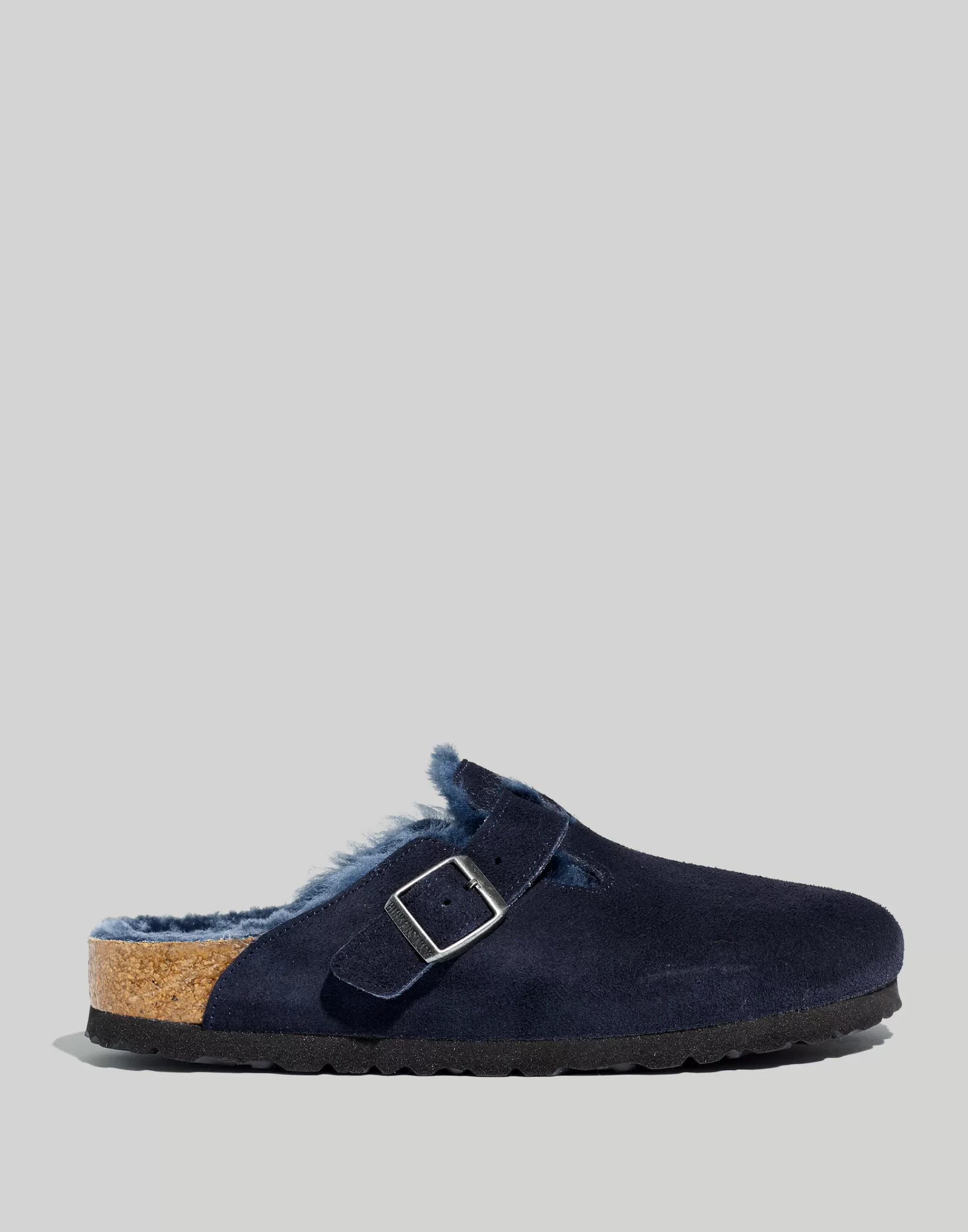 Madewell Flats>Suede Boston Clogs In Shearling Midnight Suede/Shearing