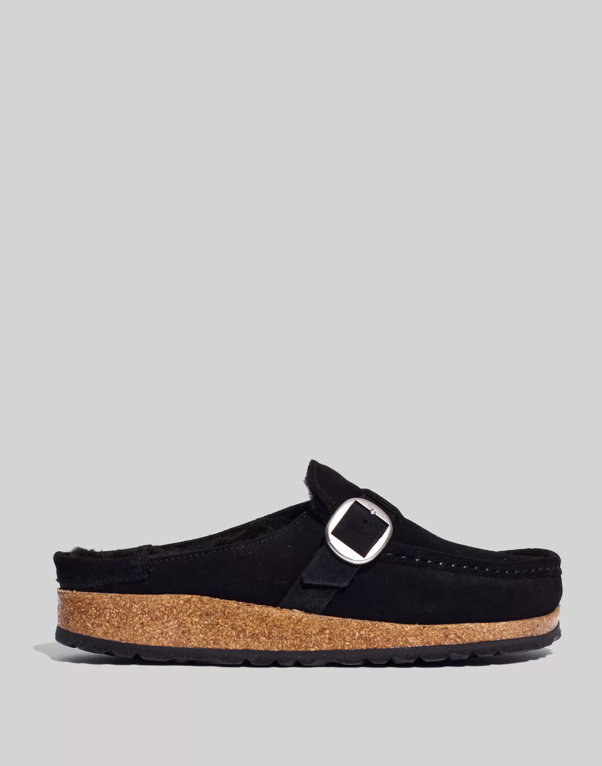 Madewell Flats>Suede Buckley Clogs In Shearling Black Suede/ Shearing