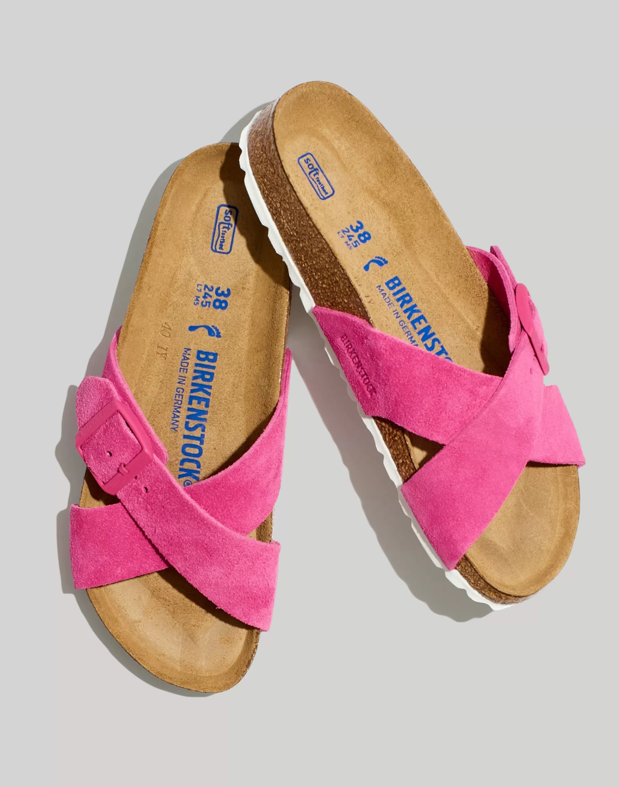 Madewell Sandals>Suede Siena Soft Footbed Sandals In Fuchsia Tulip Fuchsia Tulipsuede