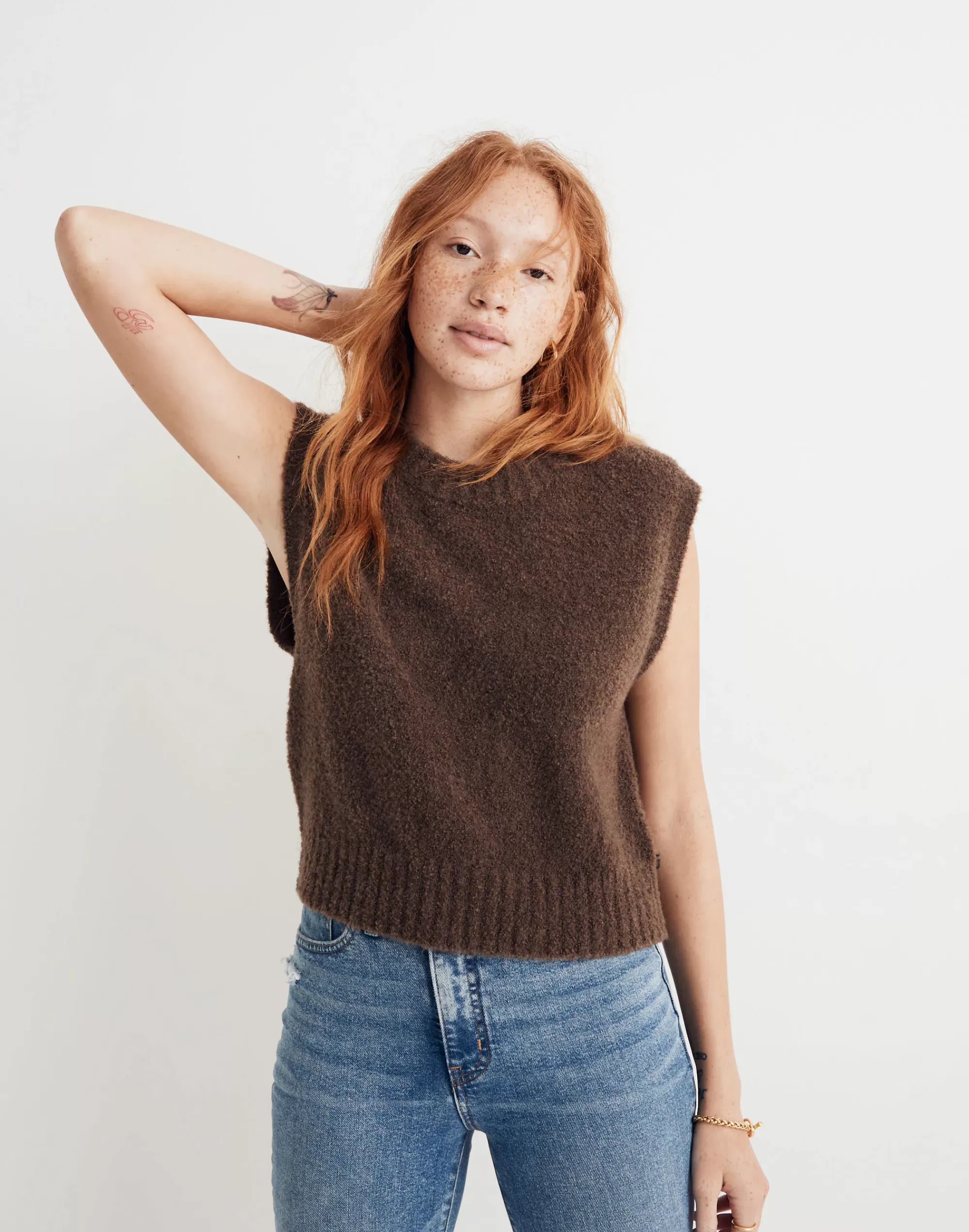 Madewell Sweaters>Sweater Vest Hthr Brownstone