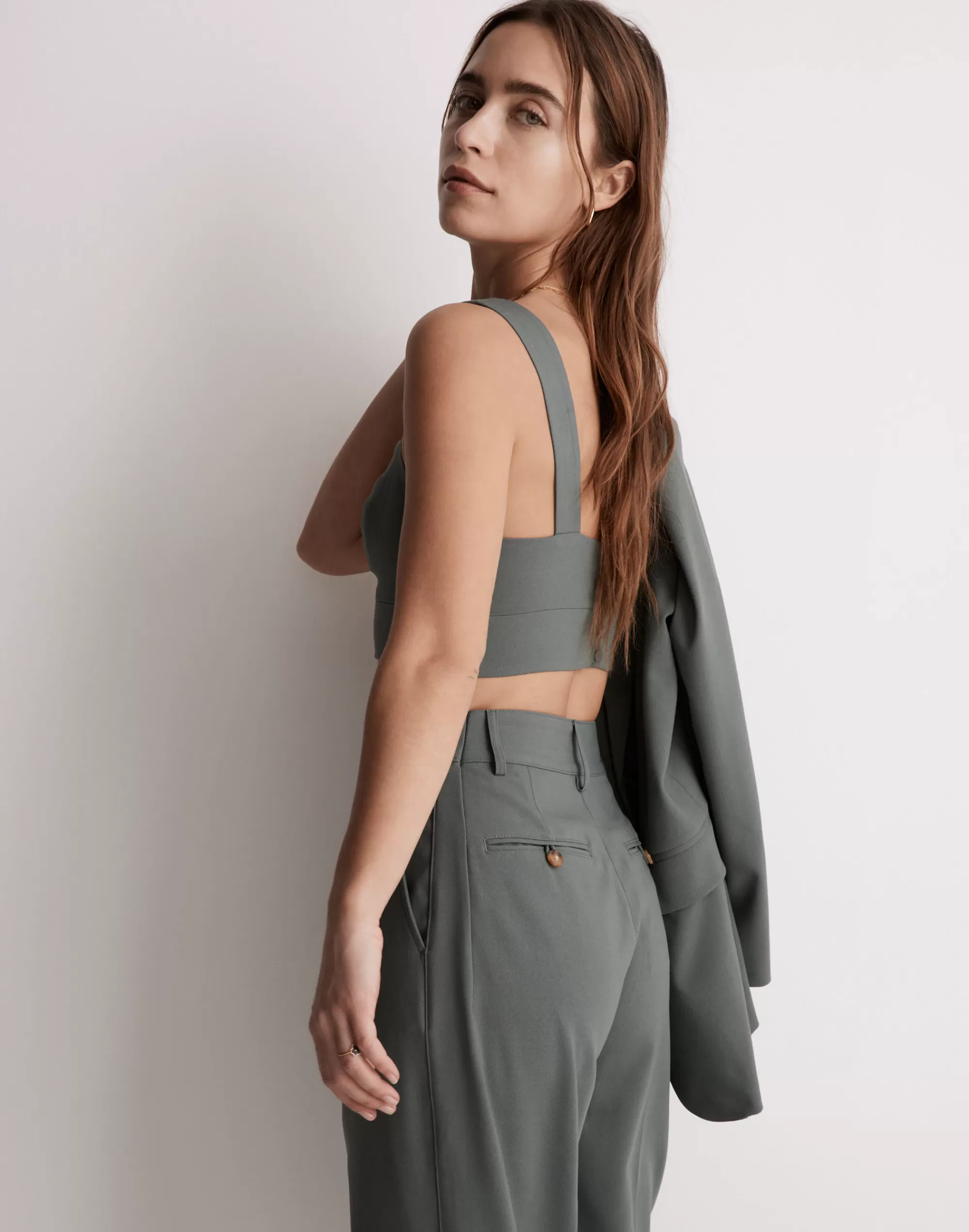 Madewell Tees>Sweetheart-Neck Bralette Top Architect Green