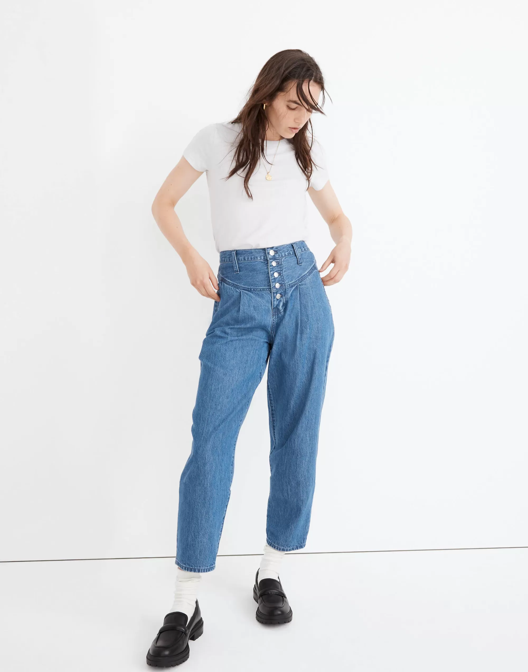 Madewell Wide-Leg Jeans>Tapered Yoke Jeans In Steinbeck Wash