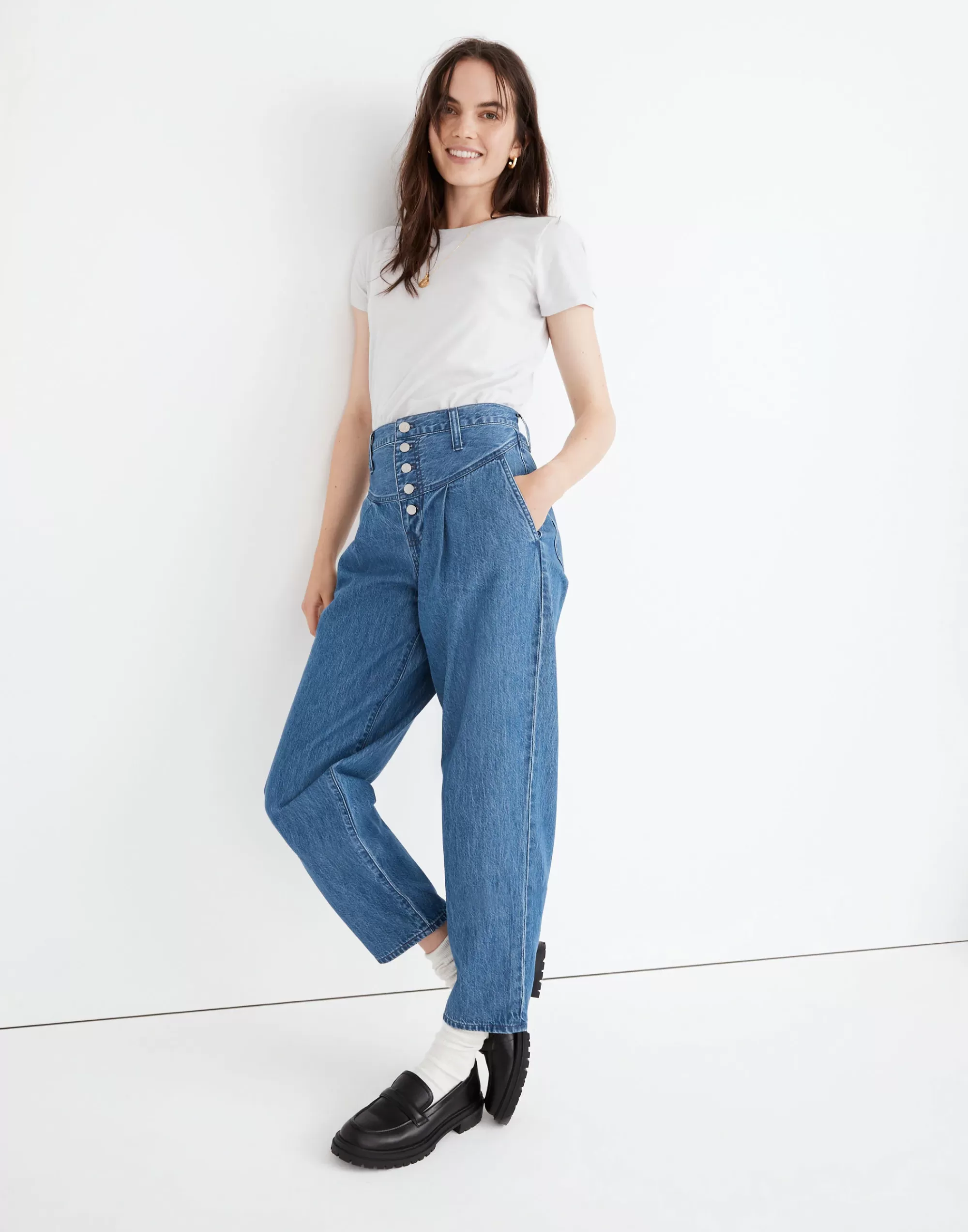 Madewell Wide-Leg Jeans>Tapered Yoke Jeans In Steinbeck Wash