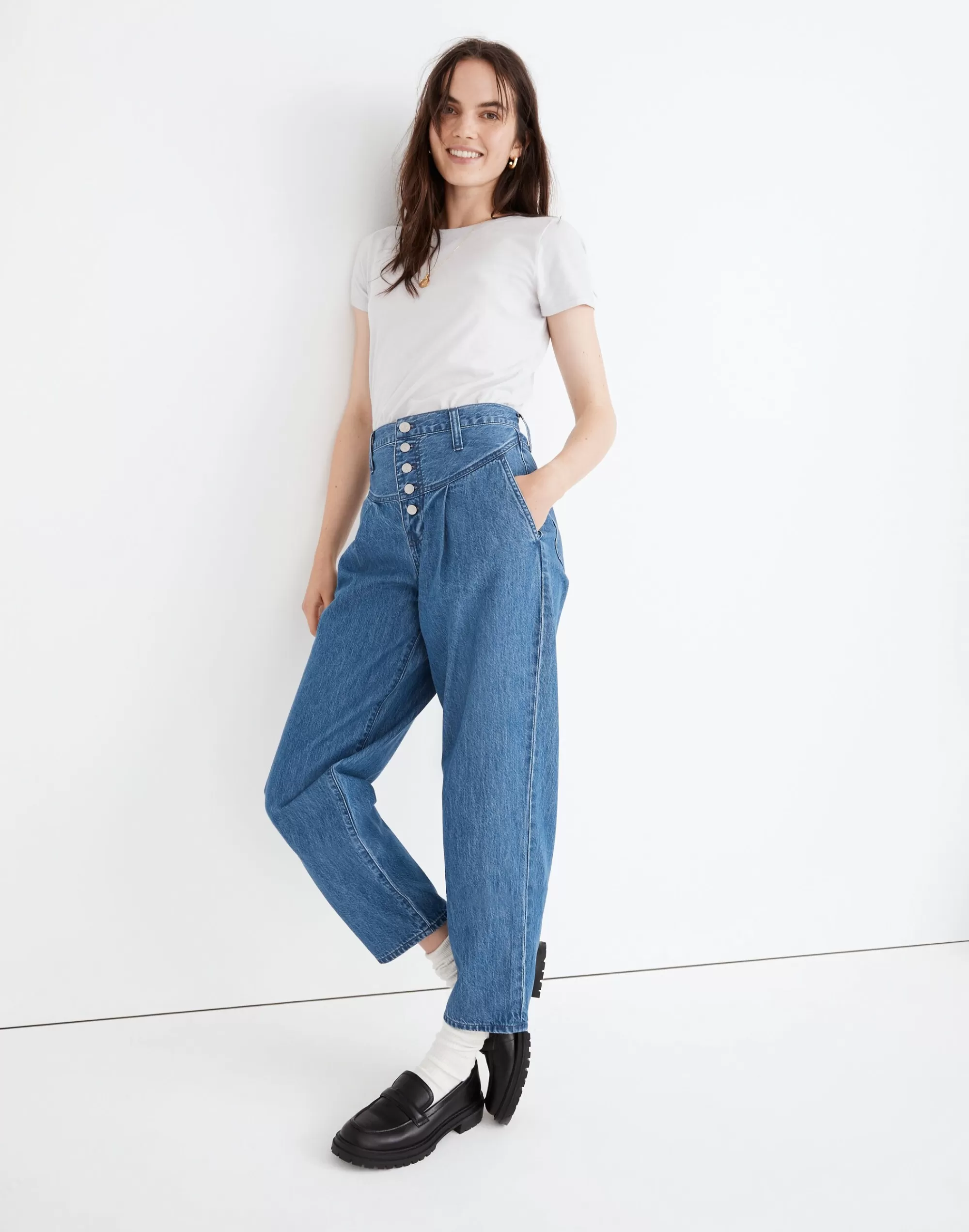 Madewell Jeans>Tapered Yoke Jeans In Steinbeck Wash