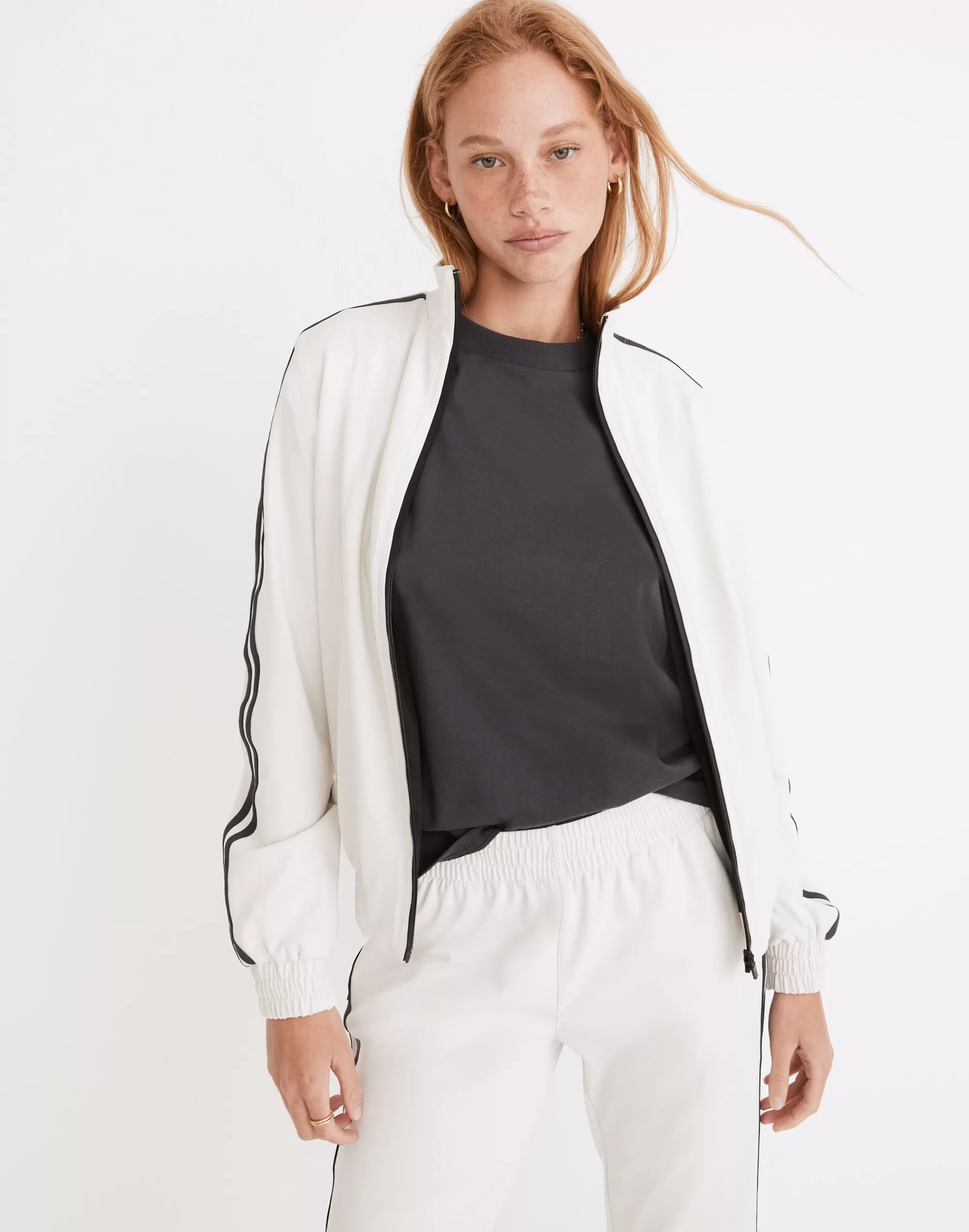 Madewell Activewear>Techflex Fox Track Jacket Vintage White/Graphite