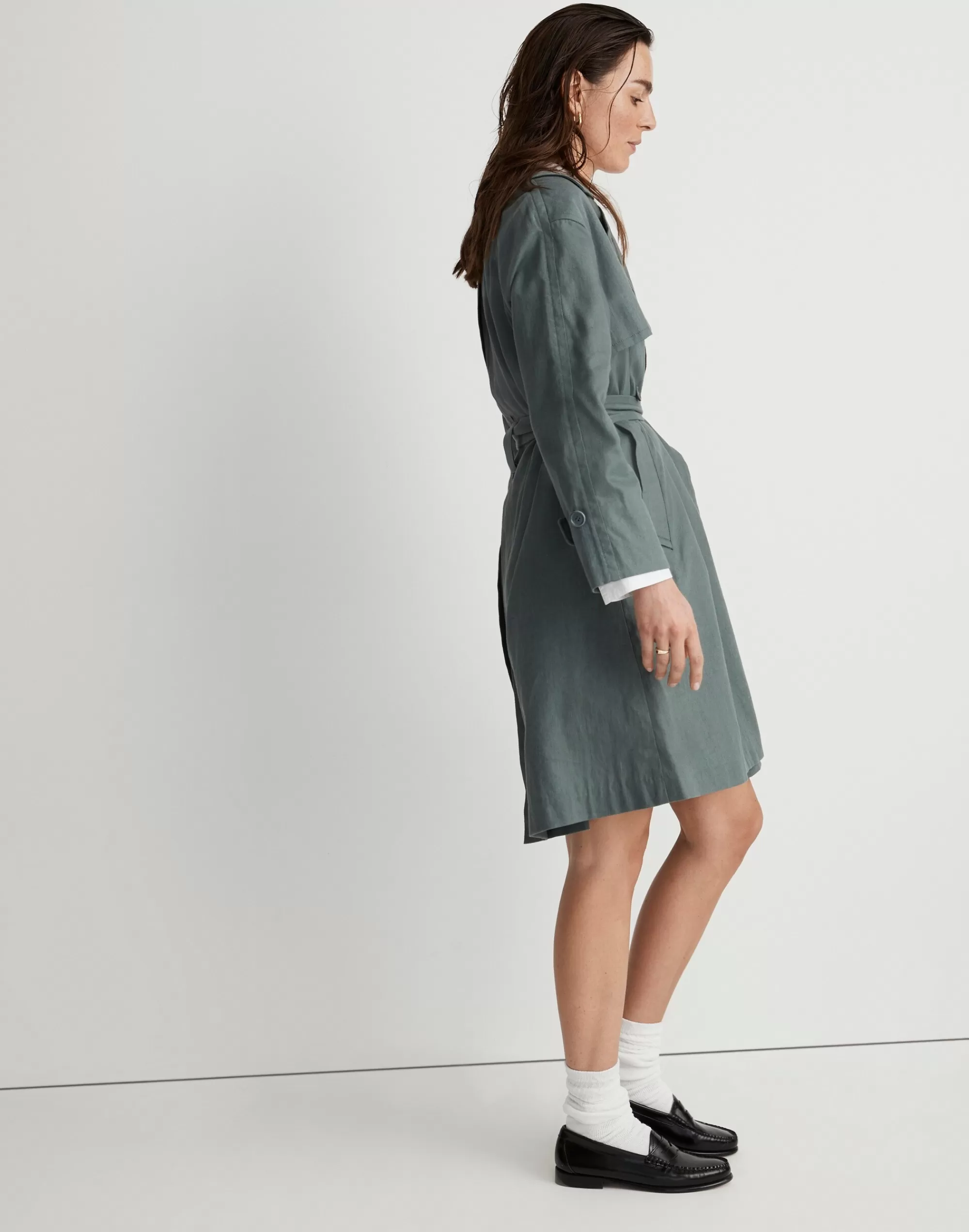 Madewell Jackets>Textural Trench Coat Architect Green