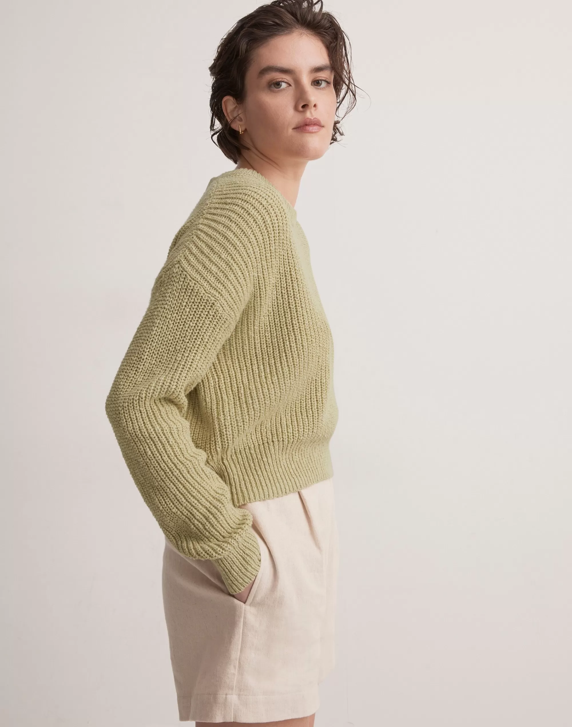 Madewell Sweaters>Textural-Knit Pullover Sweater Pale Lichen