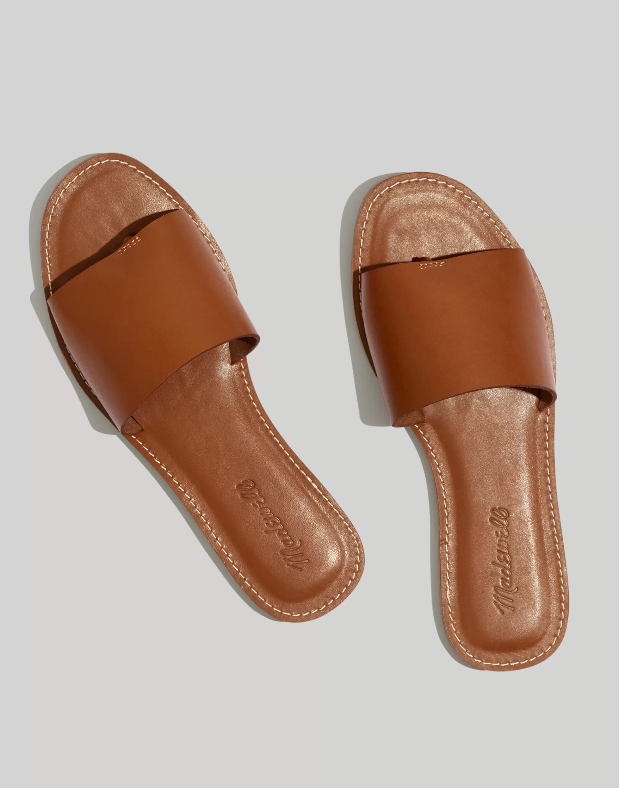 Madewell Sandals>The Boardwalk Post Slide Sandal English Saddle