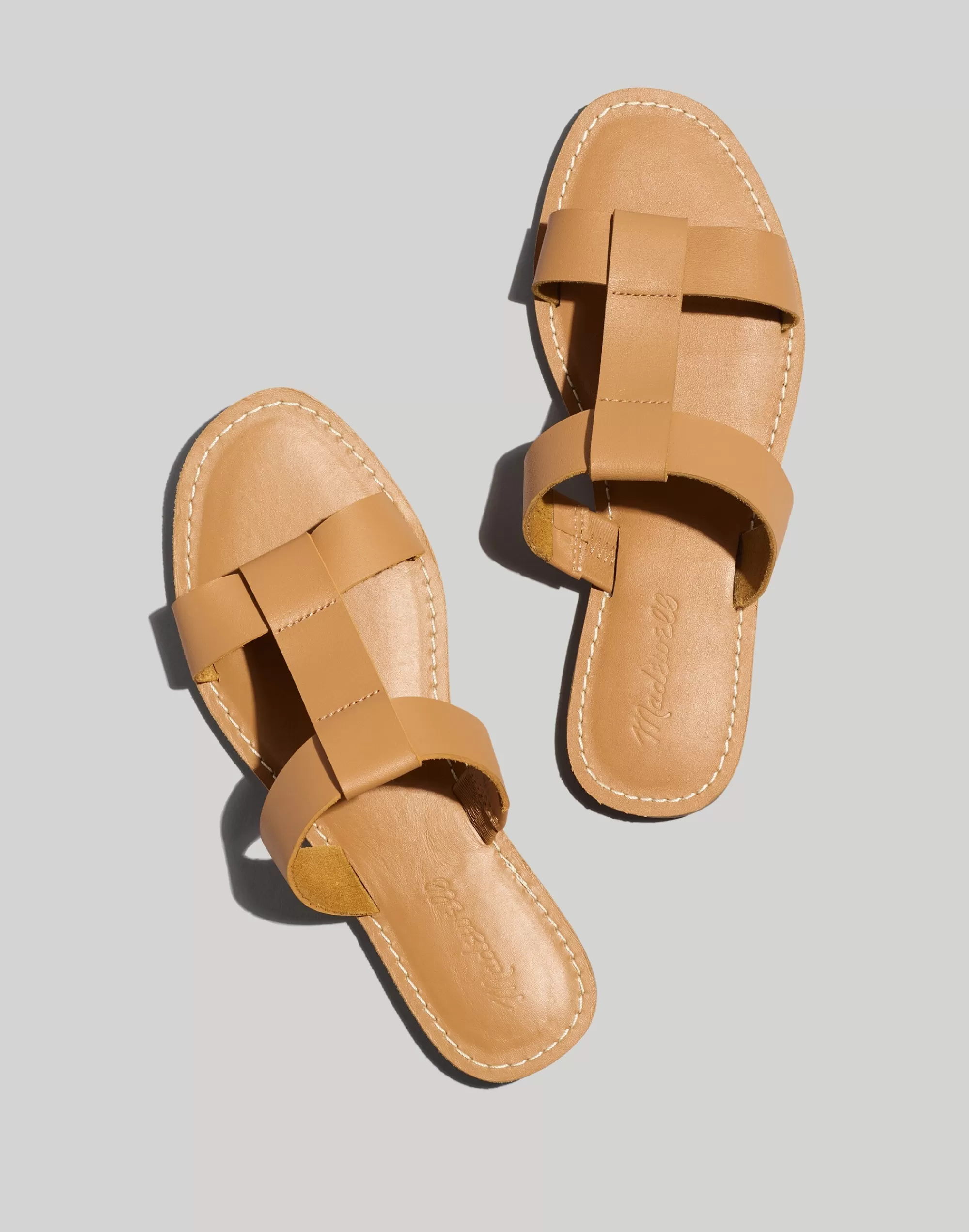 Madewell Sandals>The Boardwalk T-Strap Slide Sandal Desert Camel