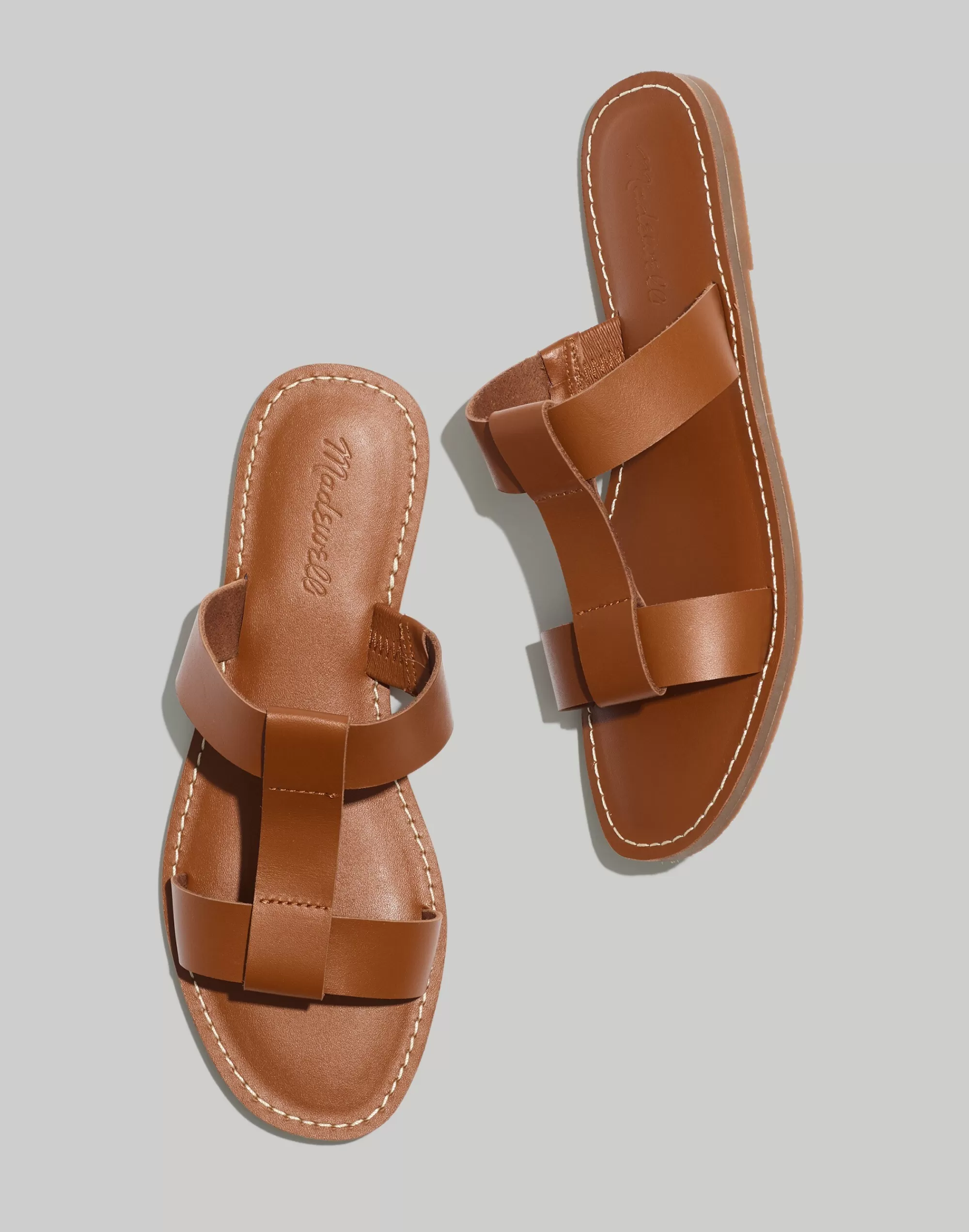 Madewell Sandals>The Boardwalk T-Strap Slide Sandal English Saddle