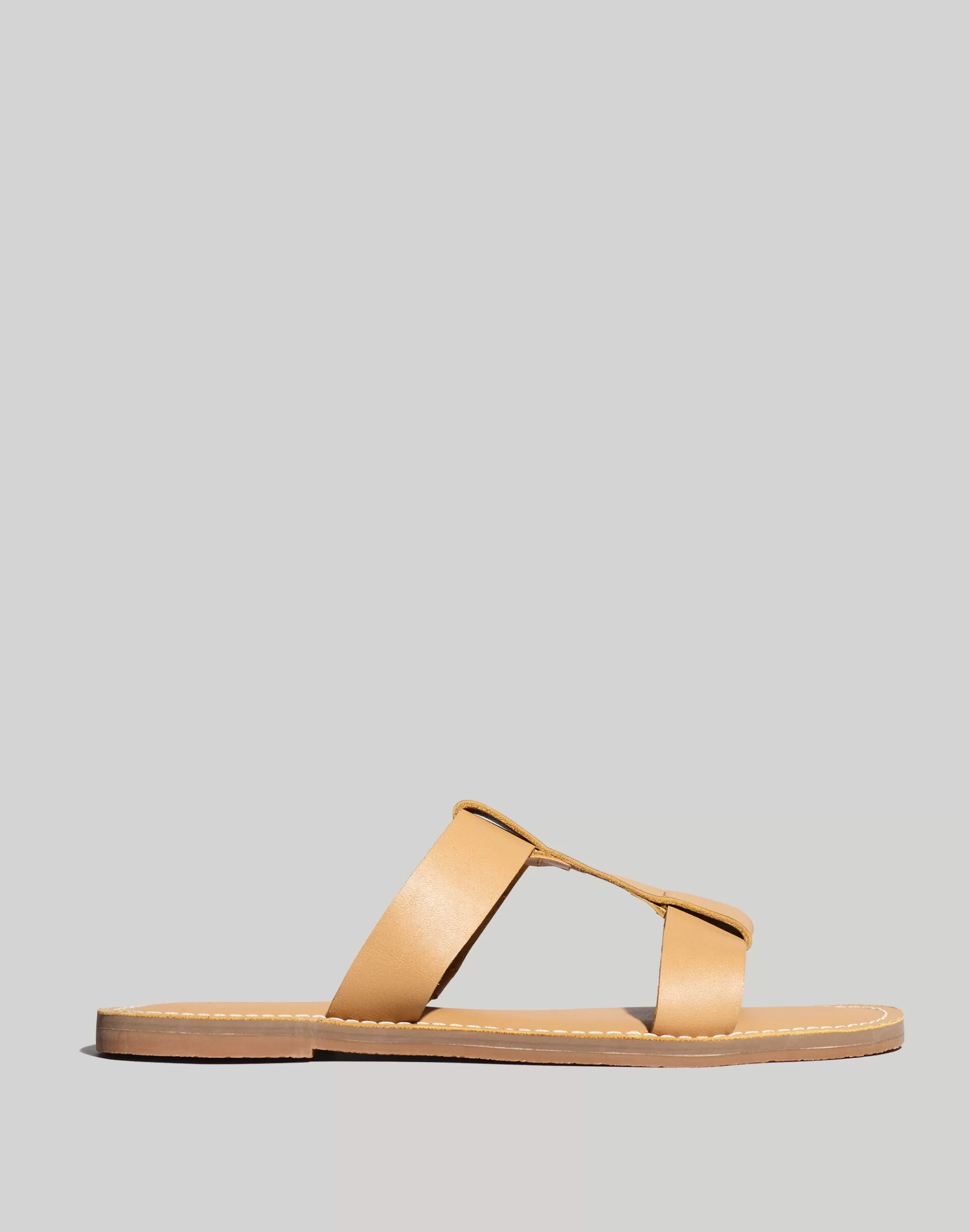 Madewell Sandals>The Boardwalk T-Strap Slide Sandal Desert Camel