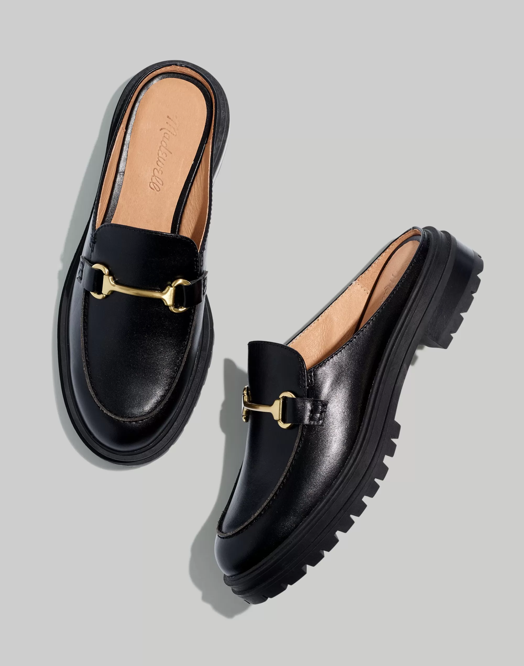 Madewell Flats>The Bradley Hardware Lugsole Loafer Mule True Black