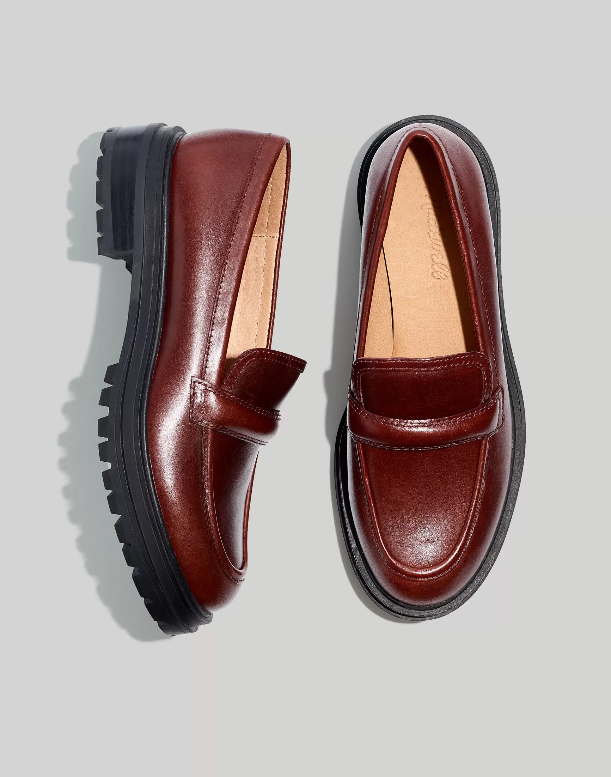 Madewell Flats>The Bradley Lugsole Loafer In Leather Cherry Wood