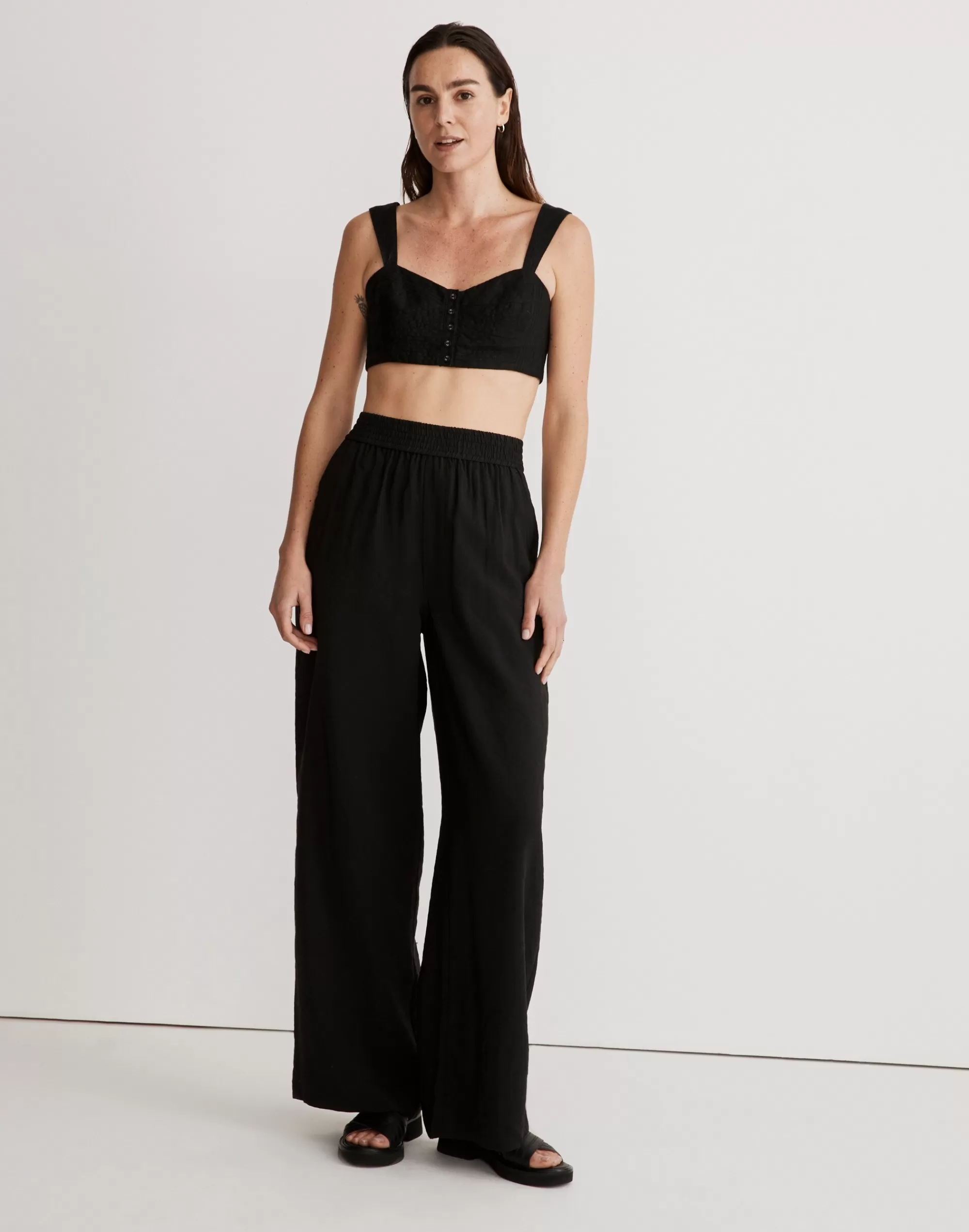 Madewell Pants>The Carley Wide-Leg Pant In Softdrape True Black