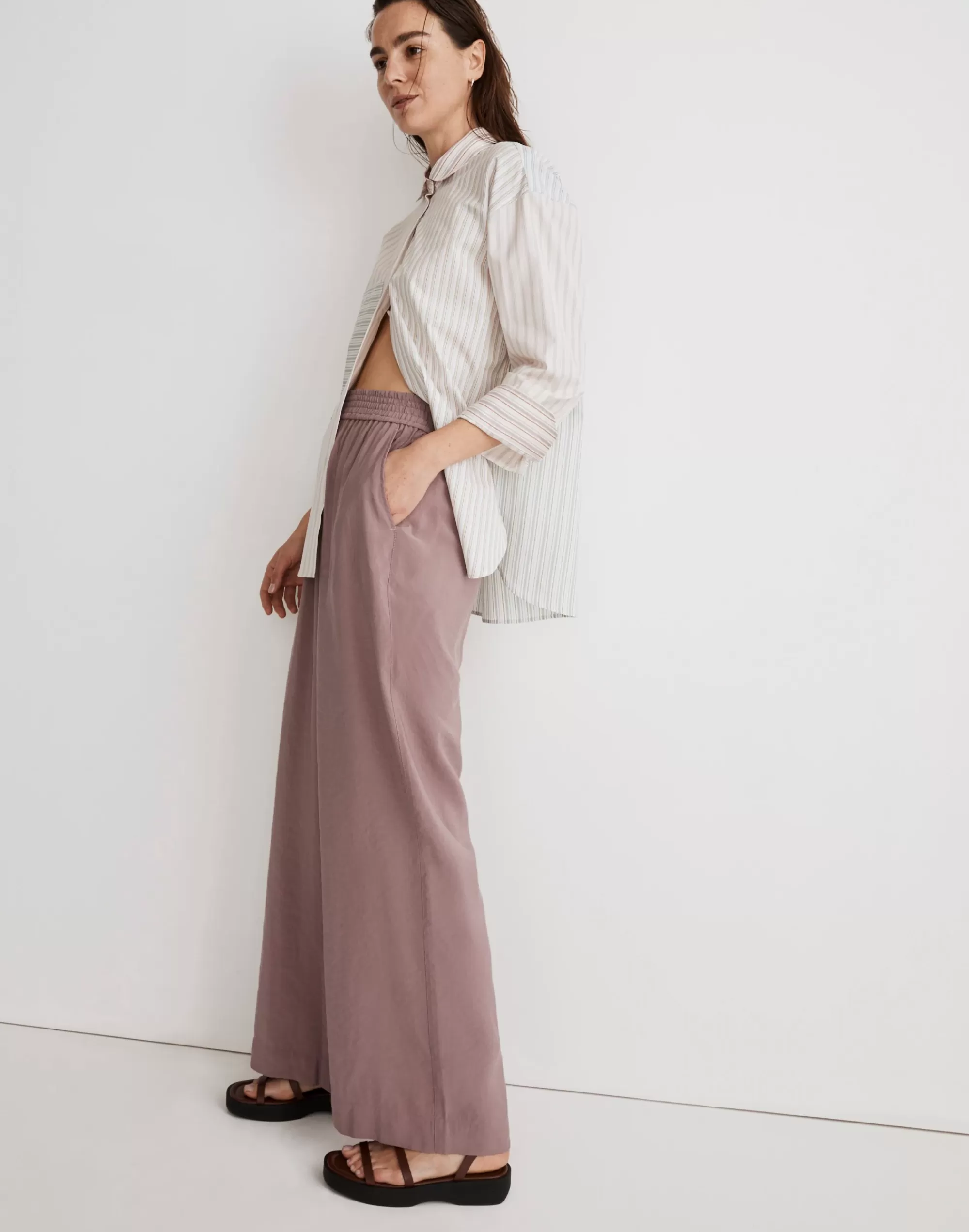 Madewell Pants>The Carley Wide-Leg Pant In Softdrape Evening Mauve