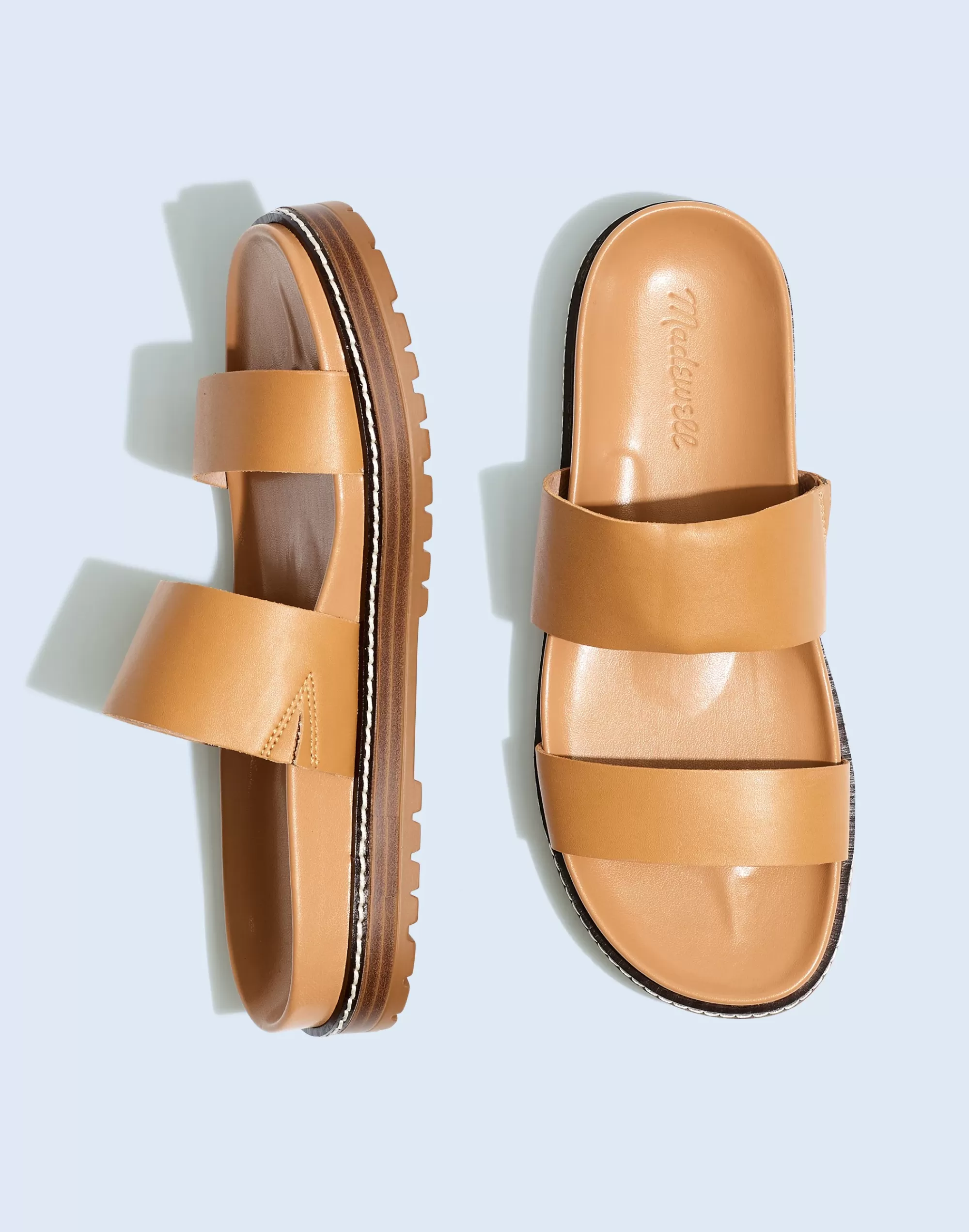 Madewell Sandals>The Charley Double-Strap Slide Sandal Desert Camel