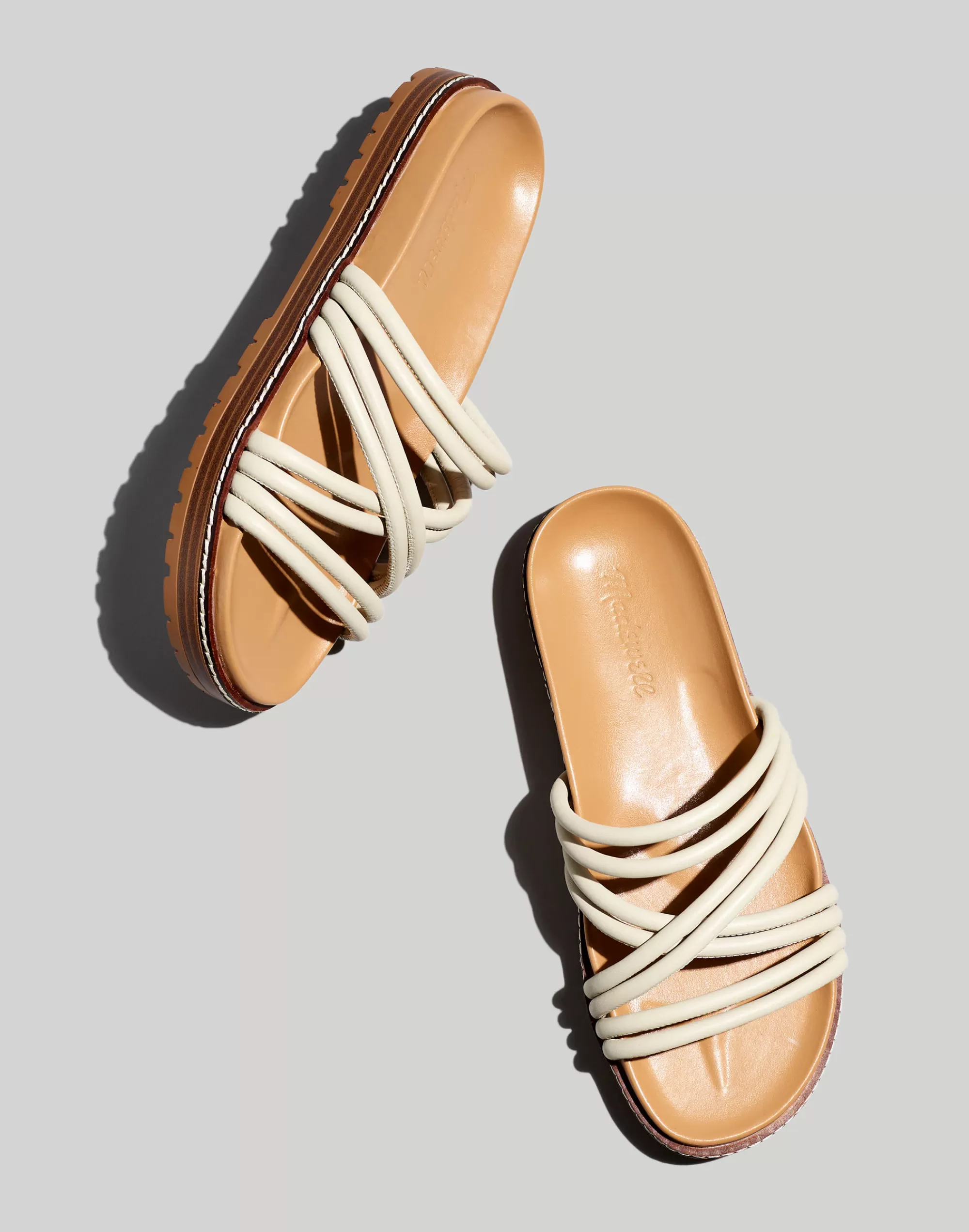 Madewell Sandals>The Charley Strappy Slide Sandal Pale Oyster