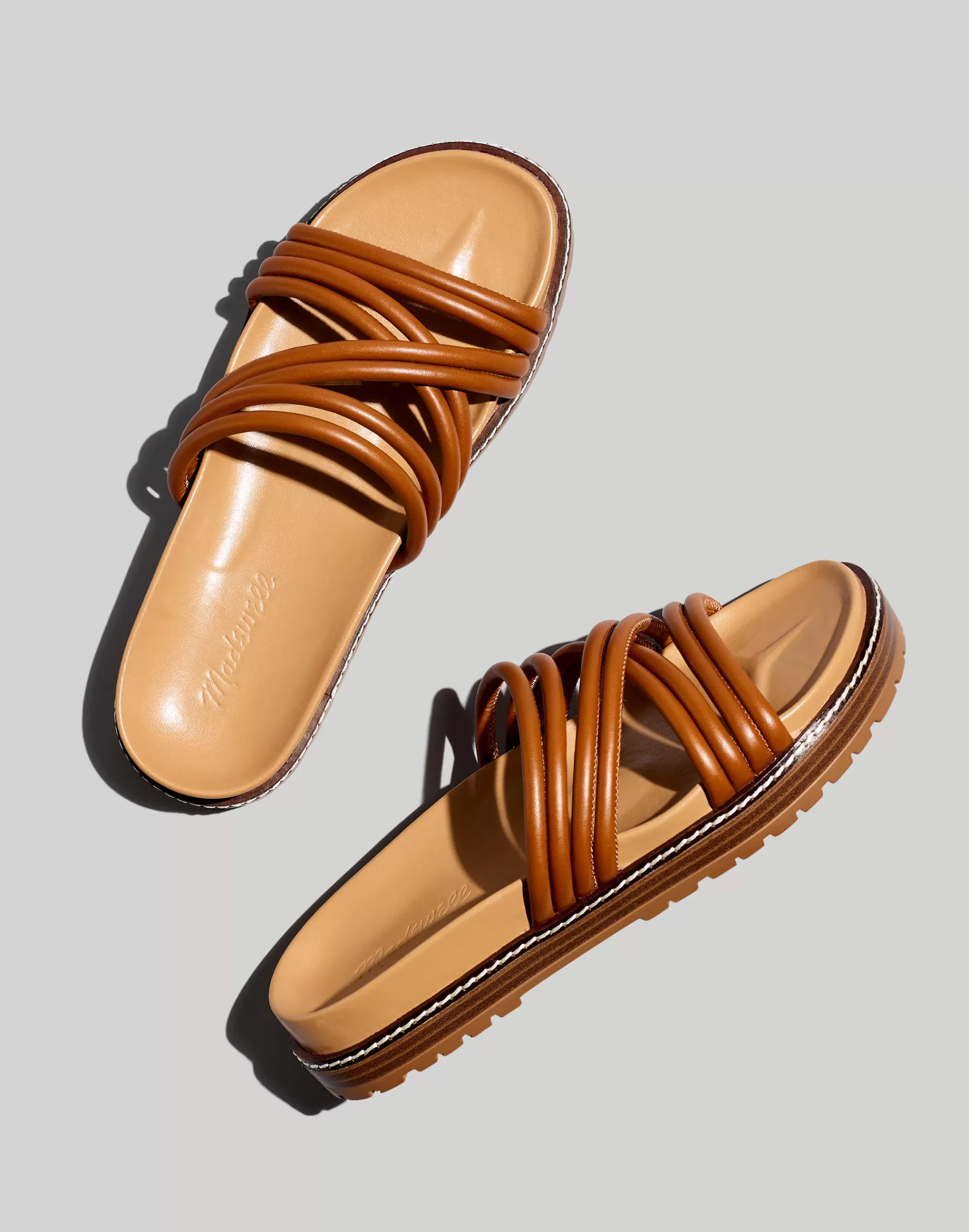 Madewell Sandals>The Charley Strappy Slide Sandal English Saddle