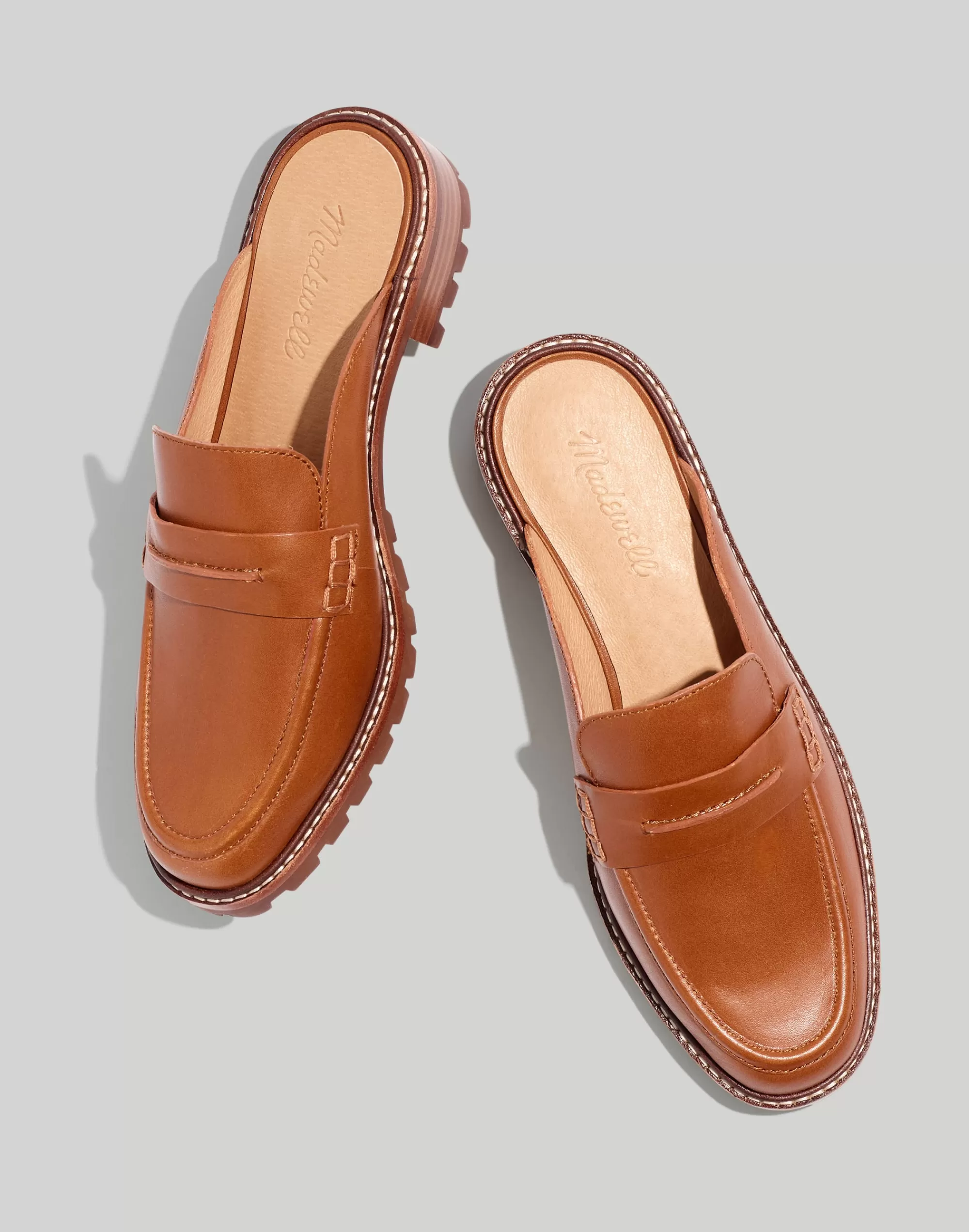 Madewell Flats>The Corinne Lugsole Loafer Mule Dried Maple