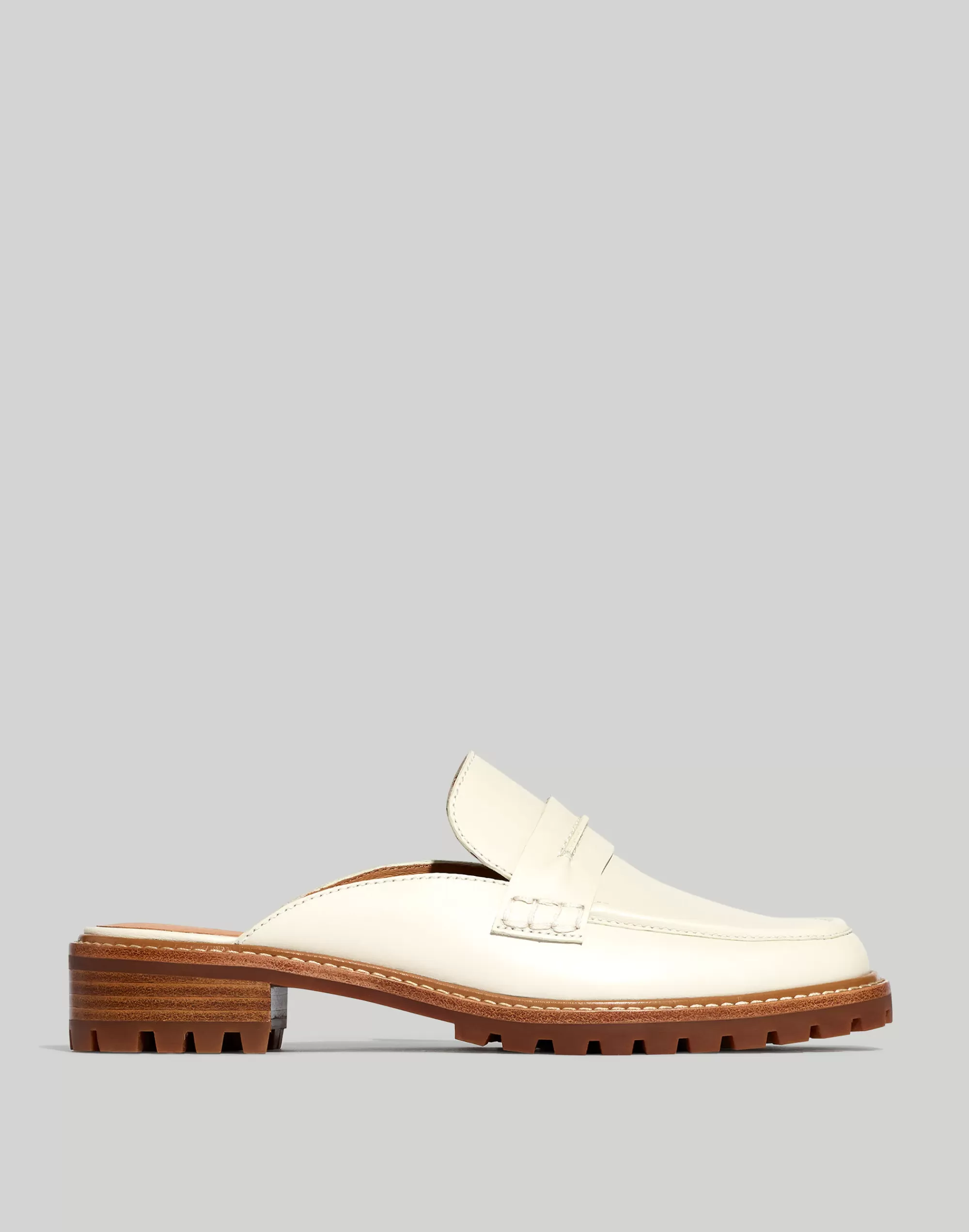 Madewell Flats>The Corinne Lugsole Loafer Mule Pale Oyster