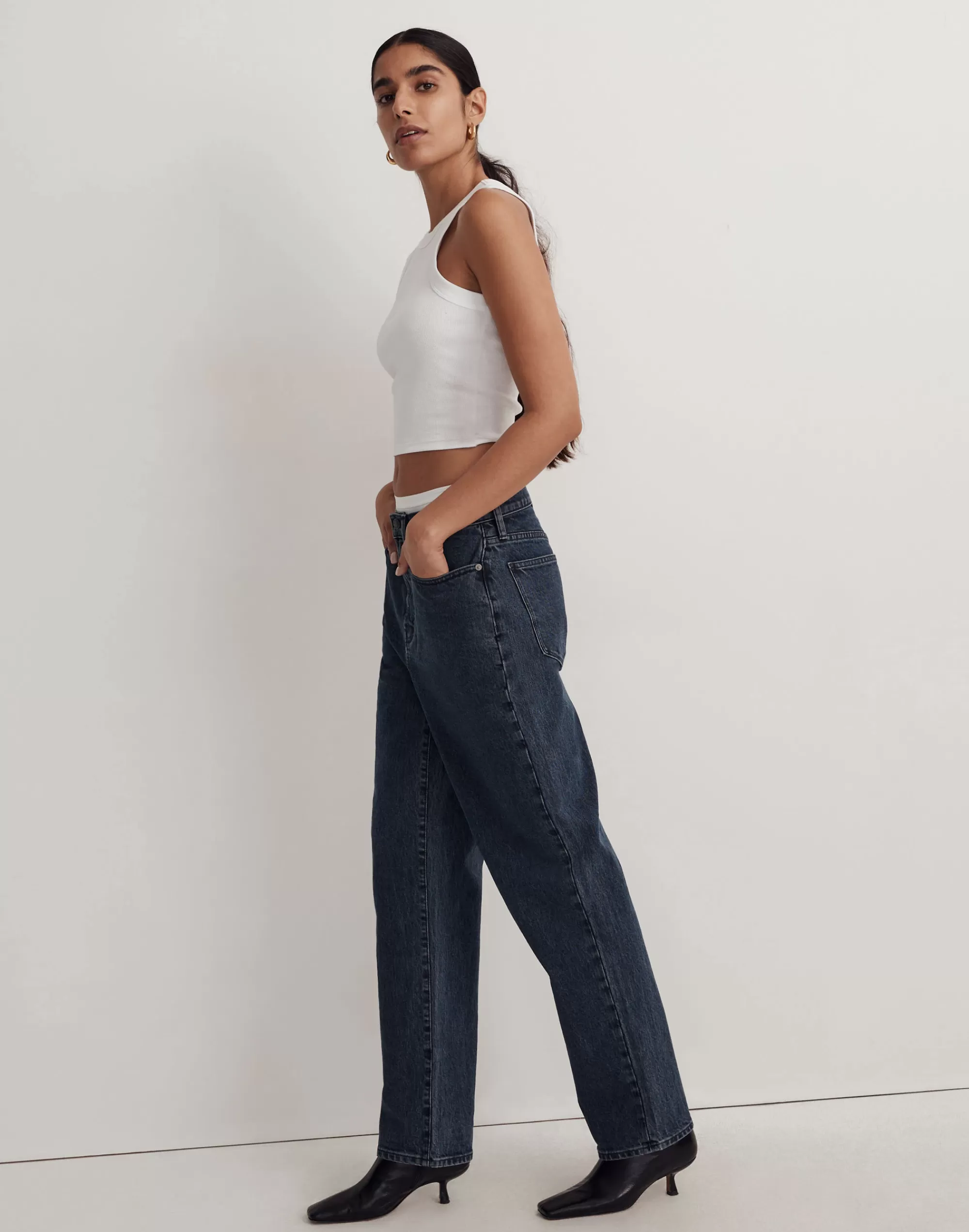 Madewell Boyjeans>The Dadjean In Wash Charcoal Indigo