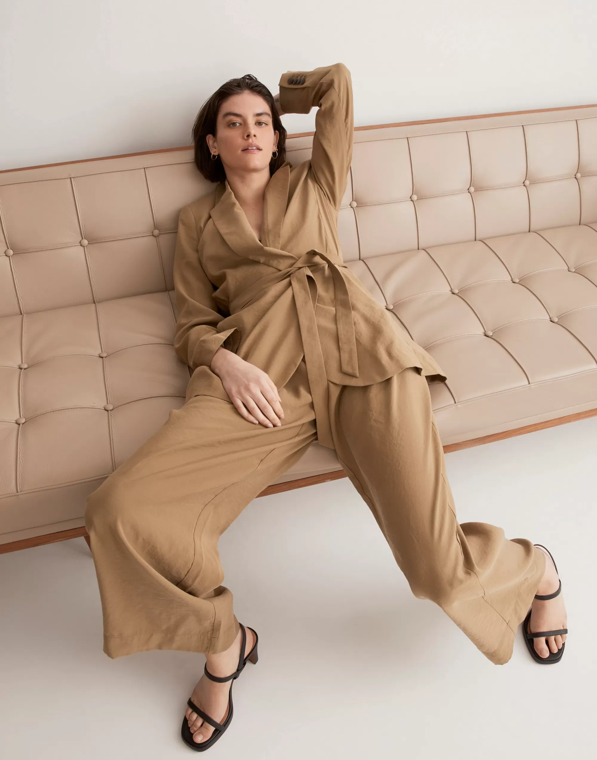 Madewell Suits>The Drapey Tie-Waist Blazer Tawny Olive