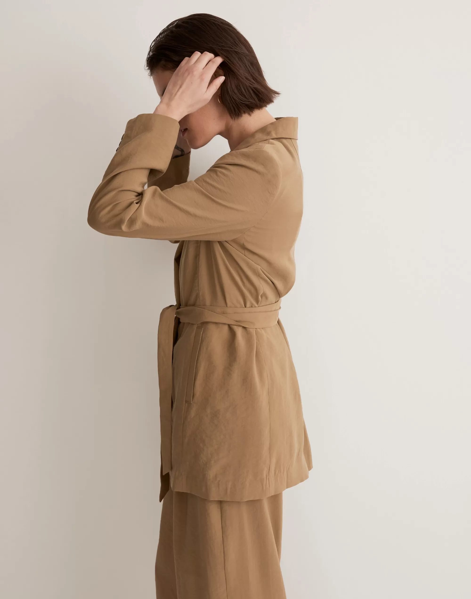 Madewell Jackets>The Drapey Tie-Waist Blazer Tawny Olive