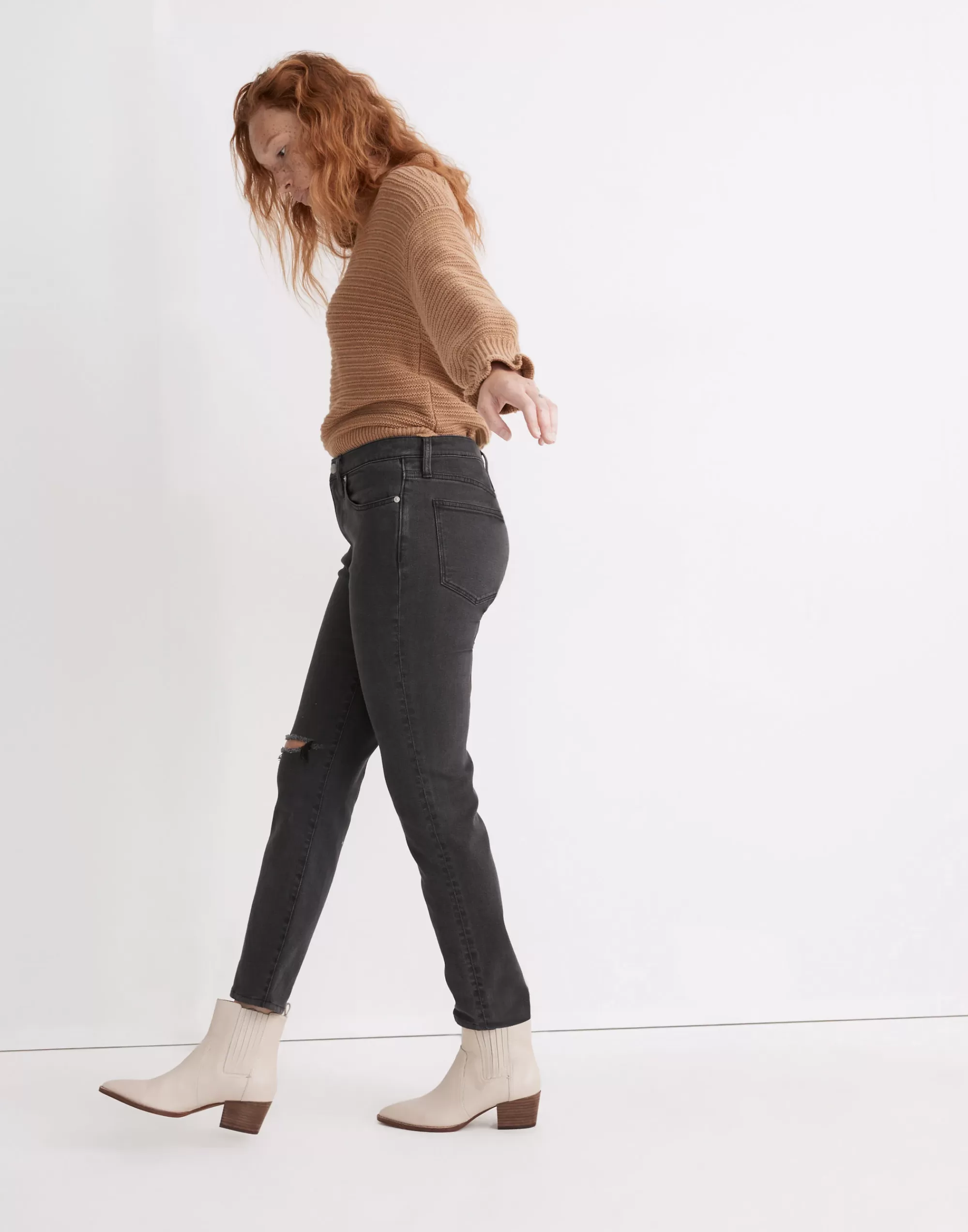 Madewell Boyjeans>The Girljean In : Ripped Knee Edition Adolpha Wash