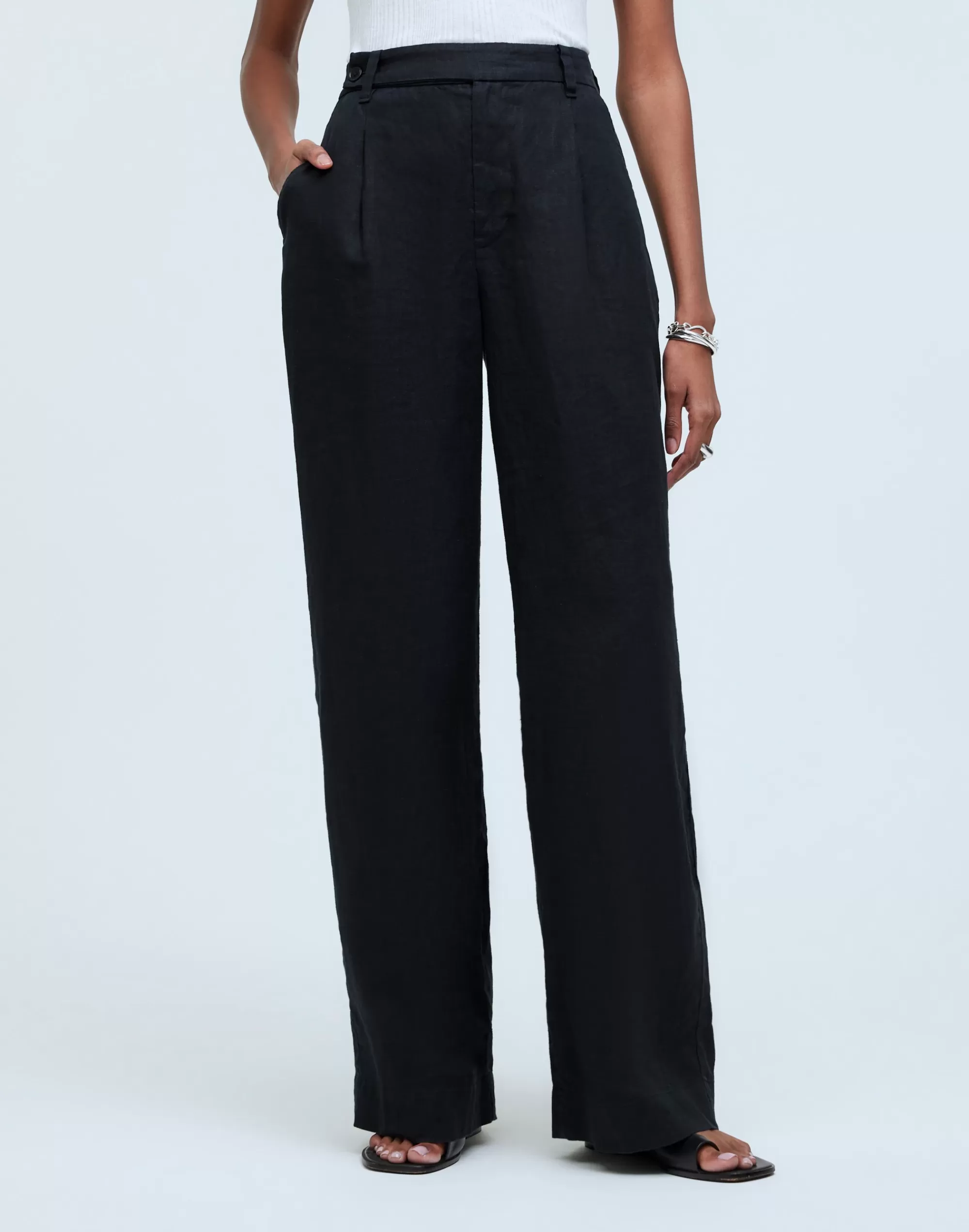 Madewell Suits>The Harlow Wide-Leg Pant In 100% Linen True Black