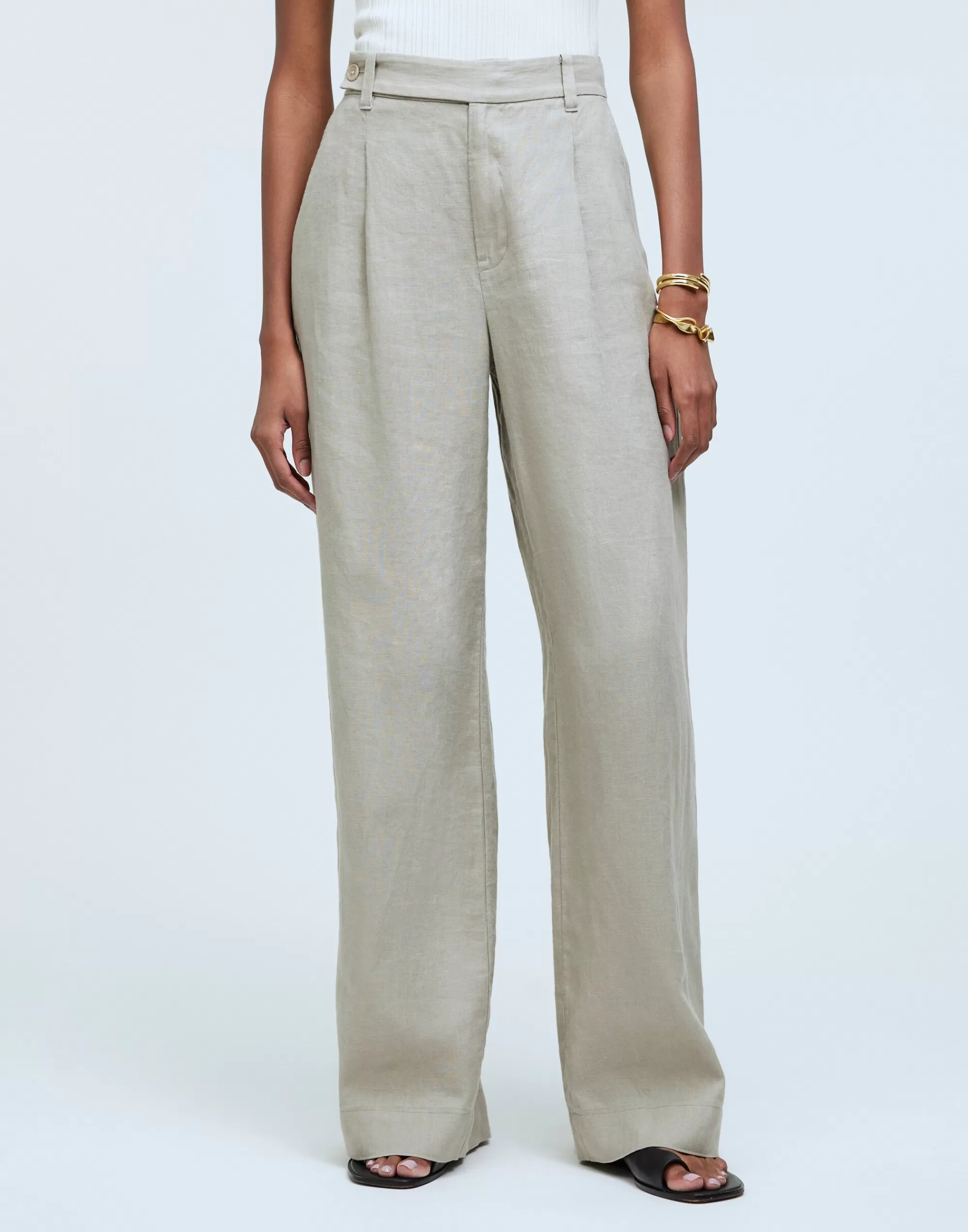 Madewell Suits>The Harlow Wide-Leg Pant In 100% Linen Pumice