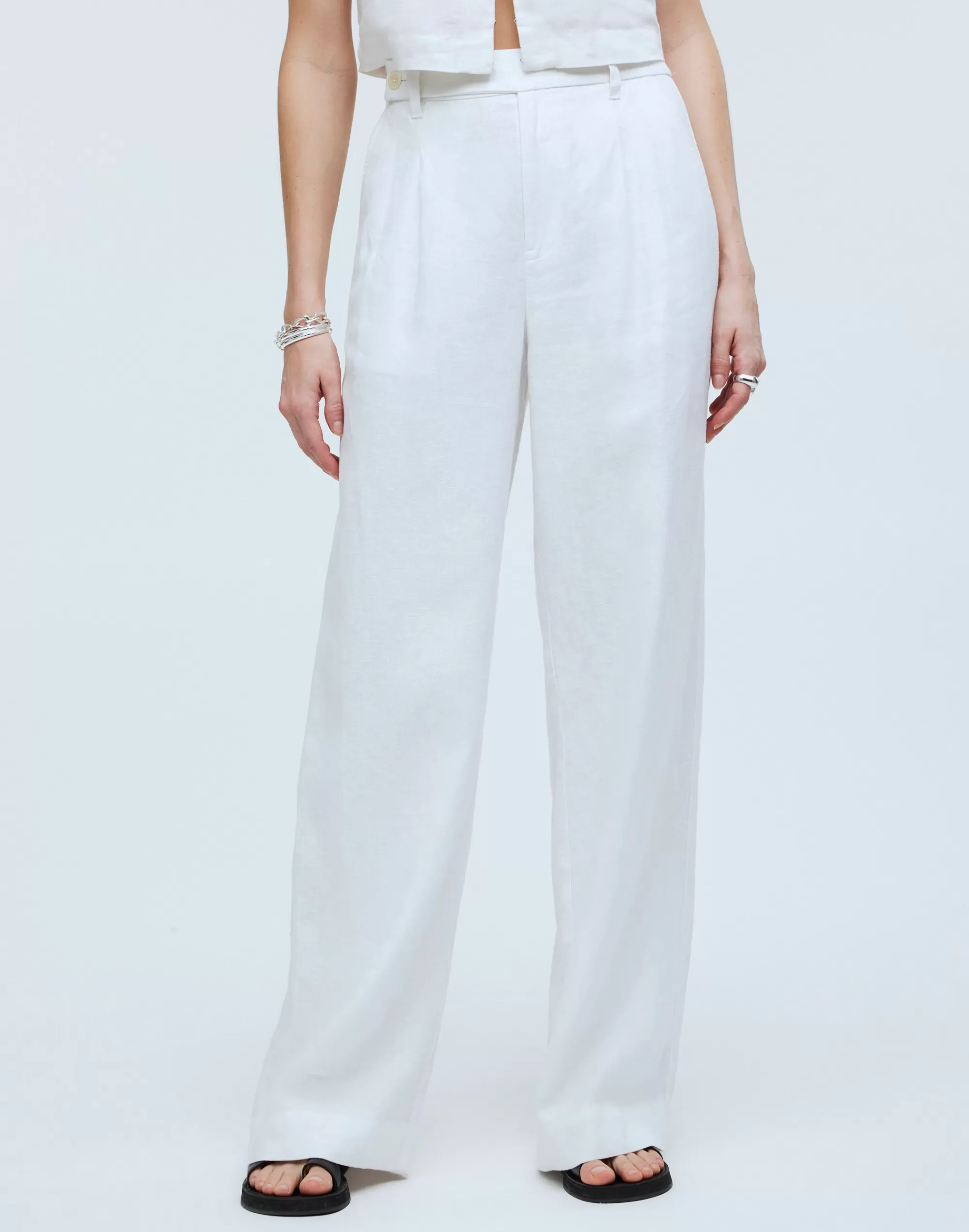 Madewell Pants>The Harlow Wide-Leg Pant In 100% Linen Eyelet White