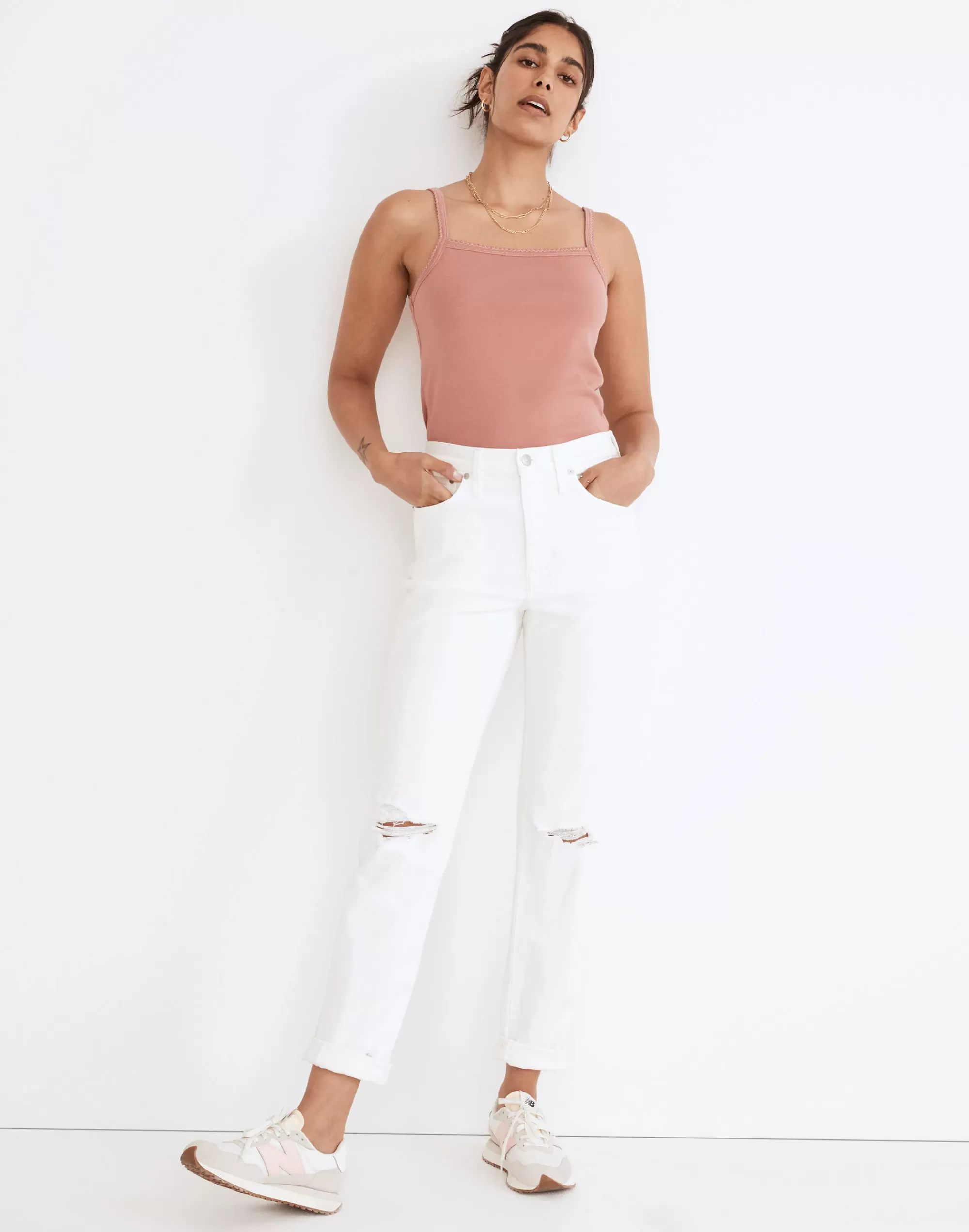 Madewell Boyjeans>The High-Rise Slim Boyjean In Tile White