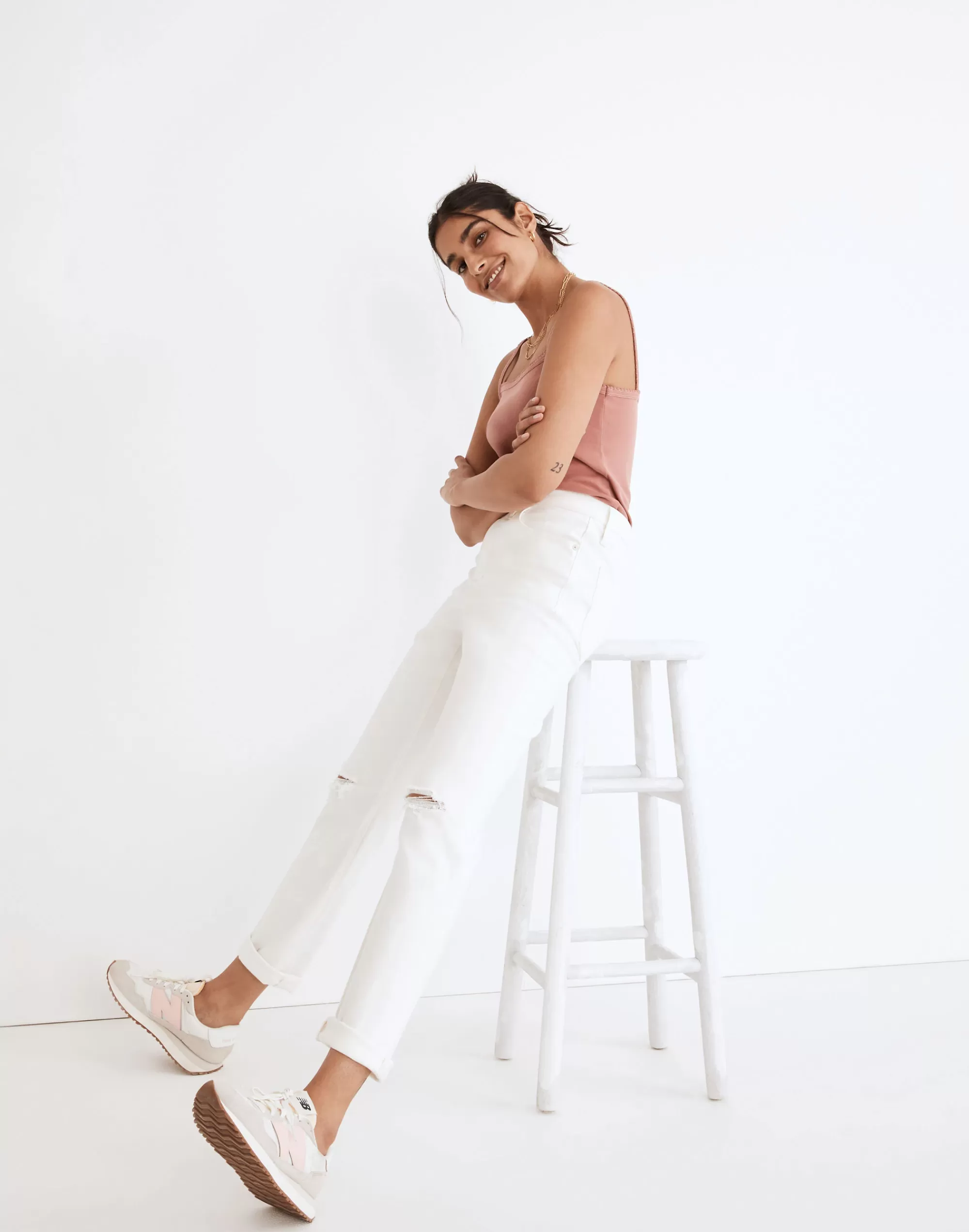 Madewell Jeans>The High-Rise Slim Boyjean In Tile White