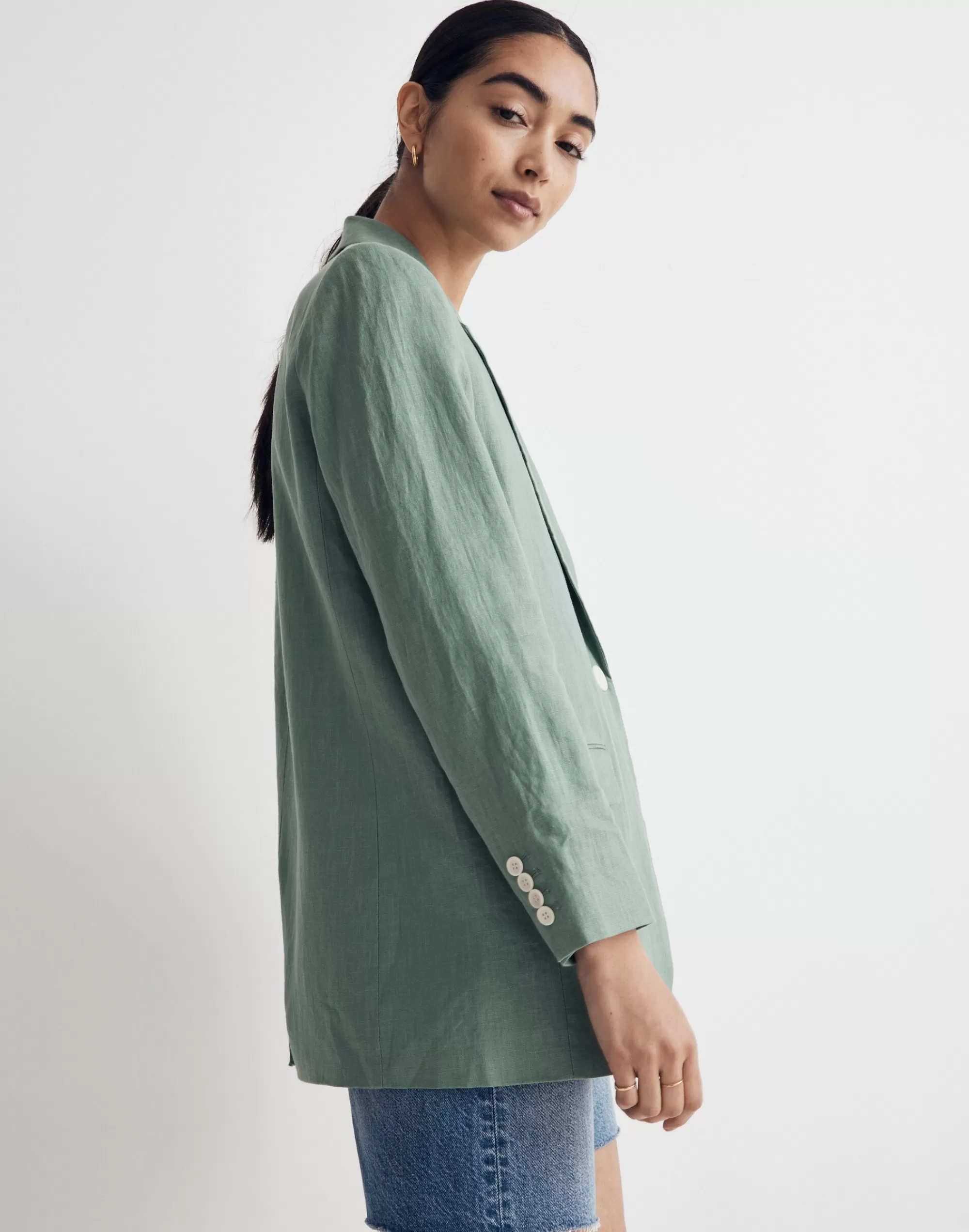 Madewell Jackets>The Larsen Blazer In 100% Linen Trellis Green