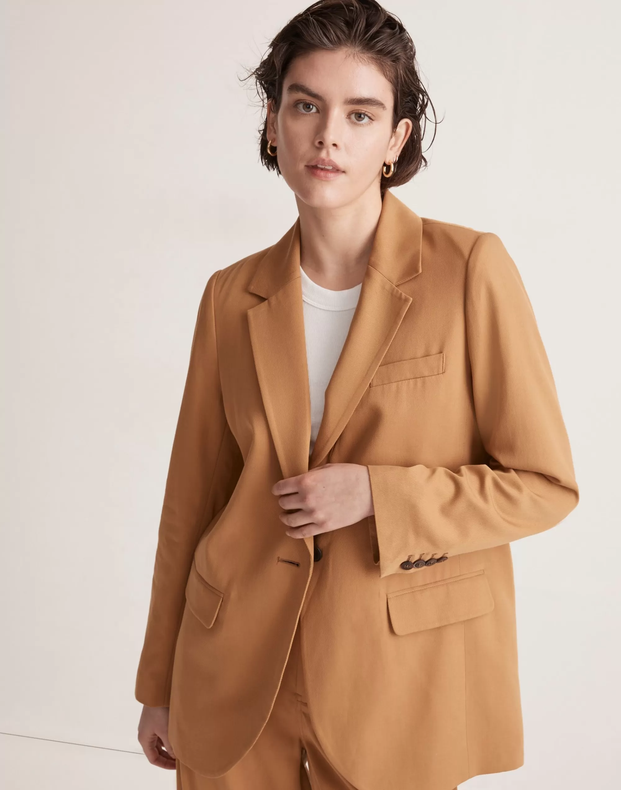 Madewell Suits>The Larsen Blazer In Drapeweave Toffee