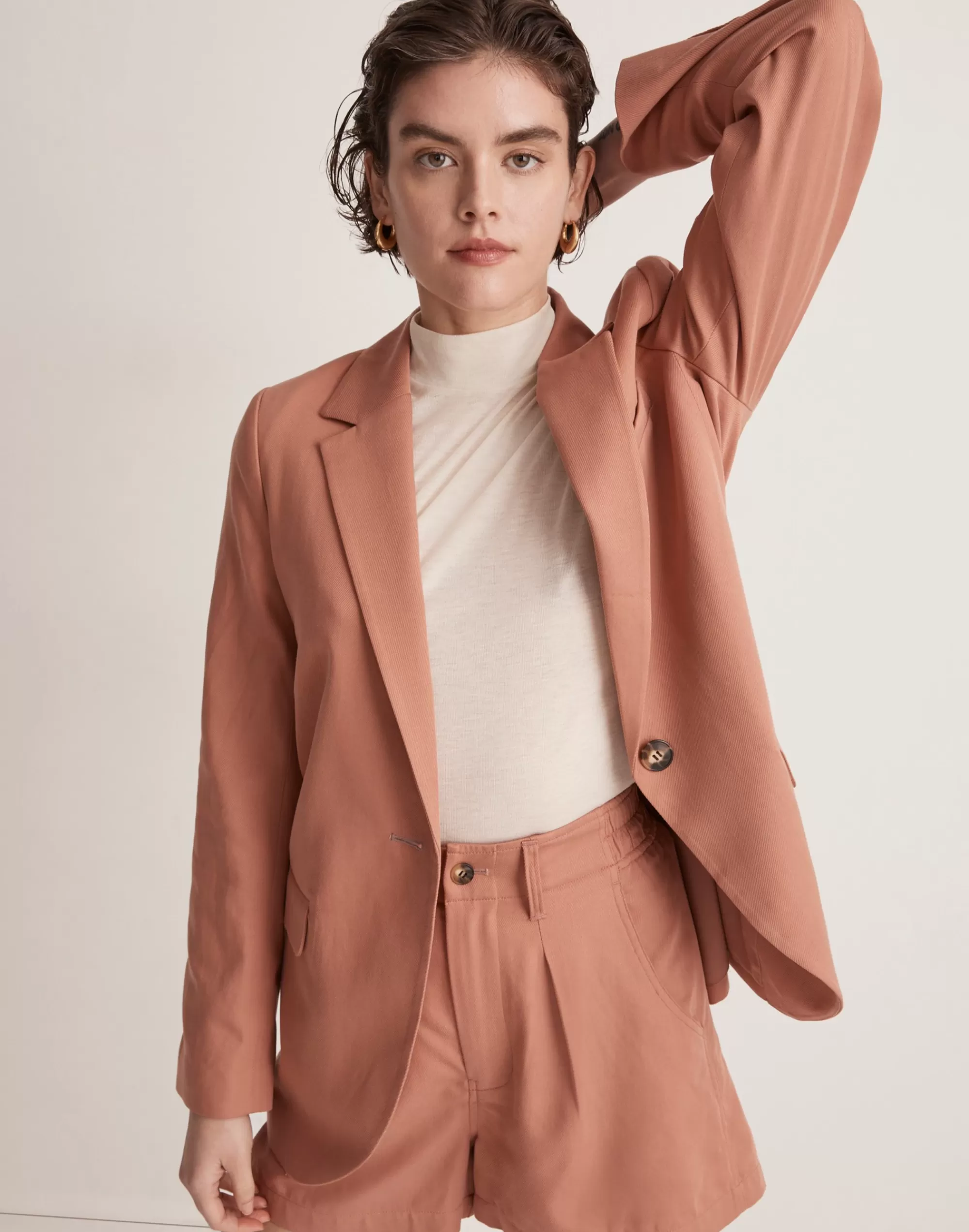 Madewell Blazers>The Larsen Blazer In Drapeweave Dried Rose