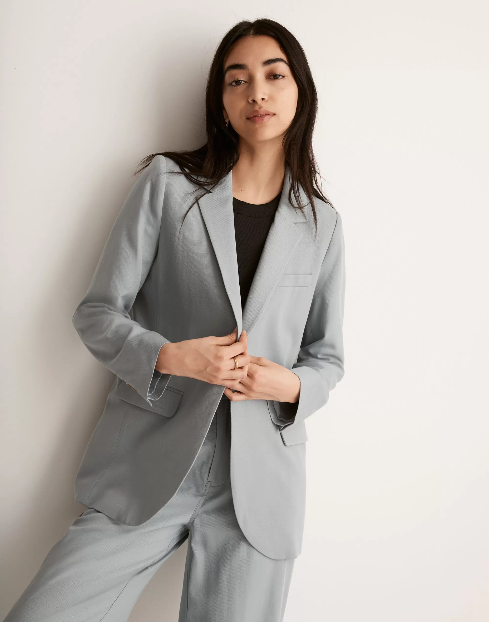 Madewell Jackets>The Larsen Blazer In Drapeweave Overcast