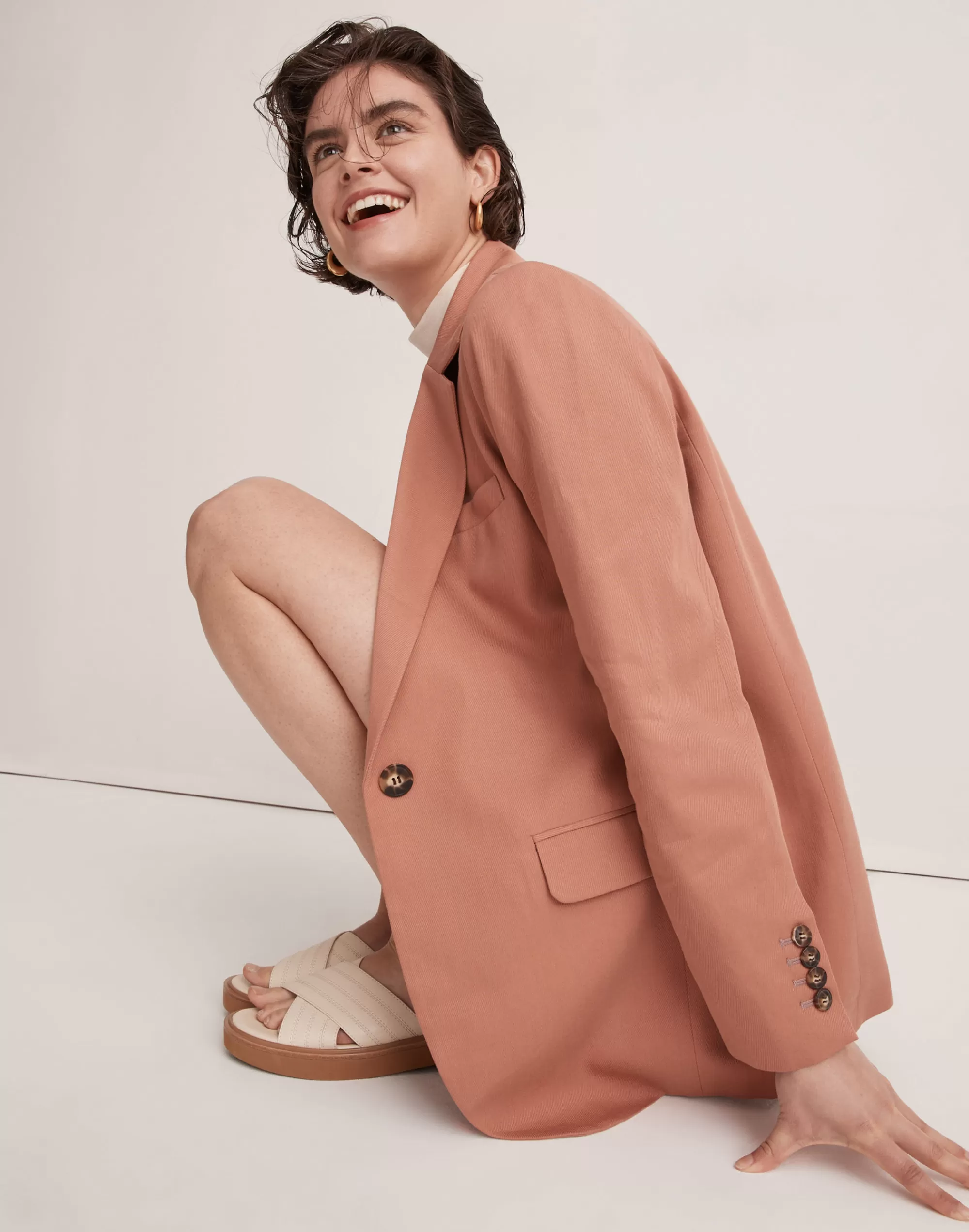 Madewell Blazers>The Larsen Blazer In Drapeweave Dried Rose