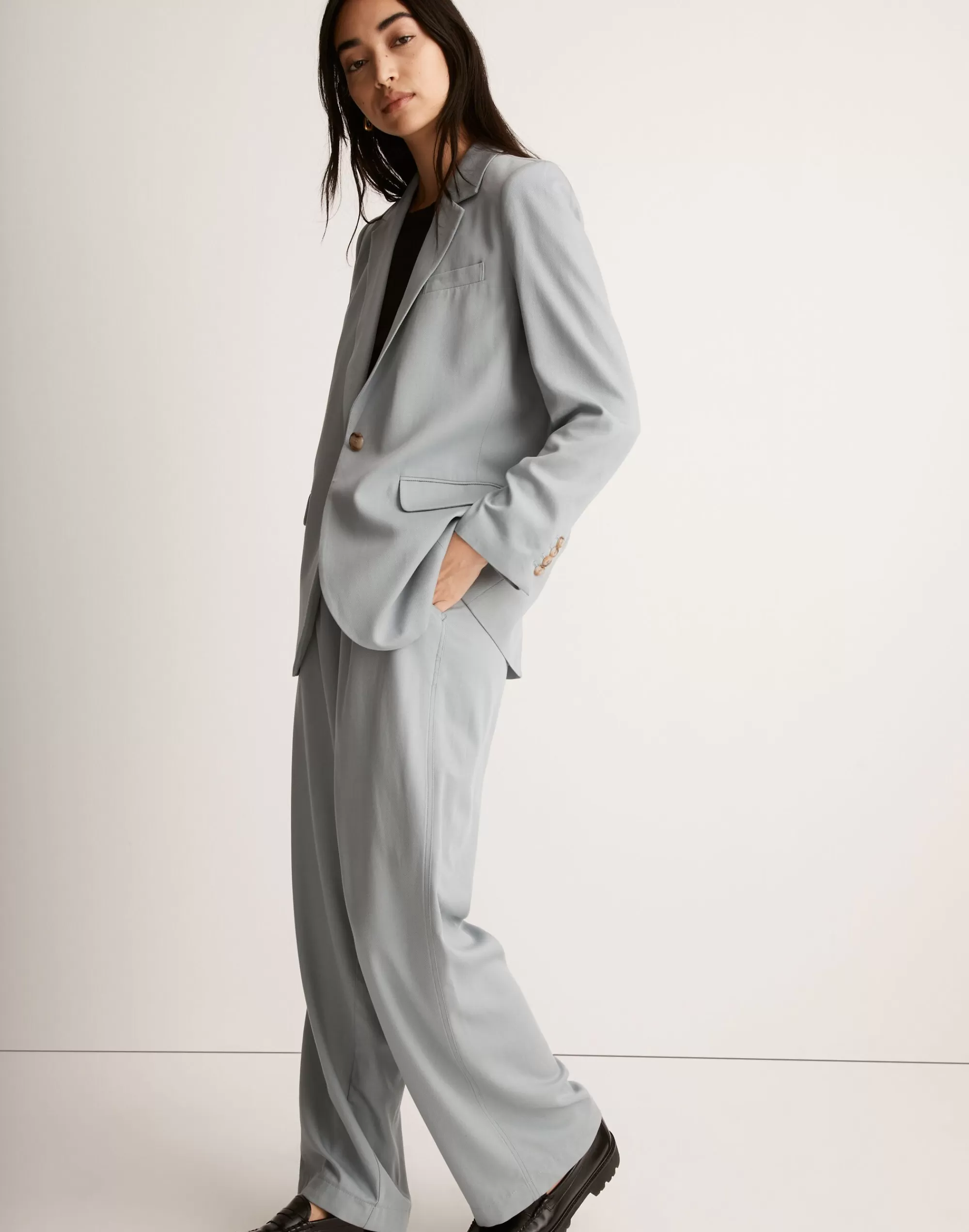 Madewell Suits>The Larsen Blazer In Drapeweave Overcast